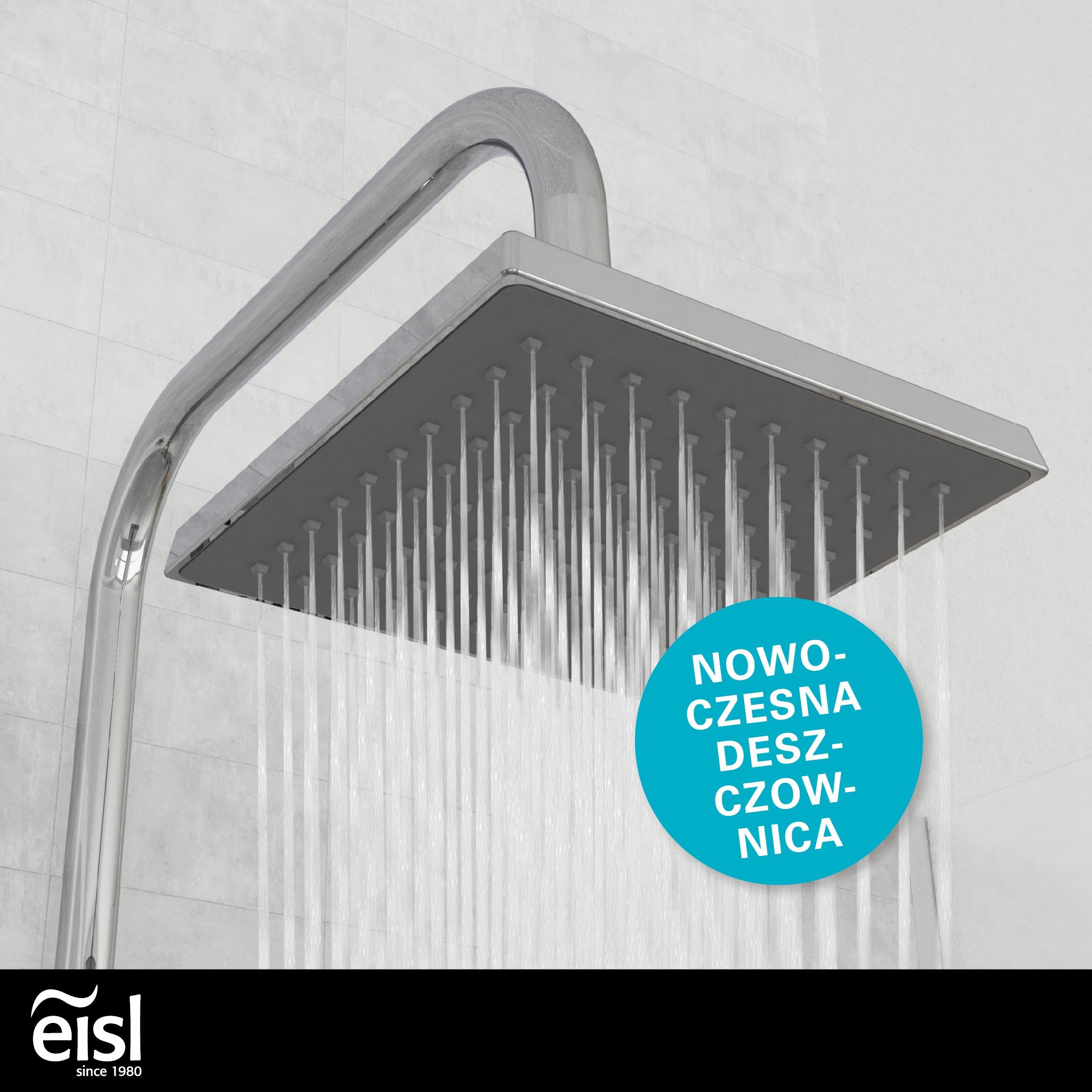 Zestaw prysznicowy EISL EASY ENERGY, system prysznicowy 2 w 1 z dużą głowicą prysznicową (170 x 170 mm) i główką prysznicową, głowica prysznicowa bez termostatu