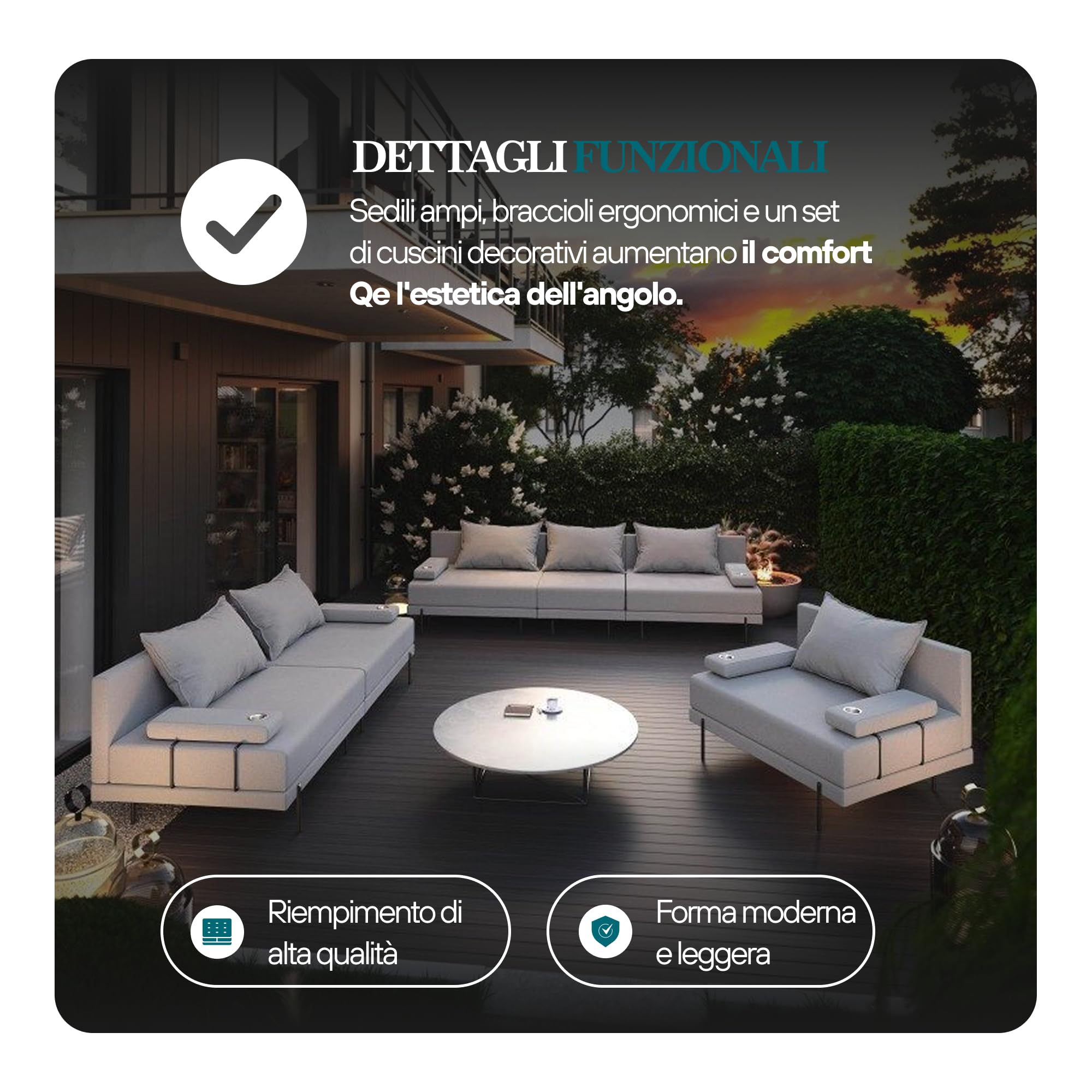 TRADA Salotto da Giardino Esterno BAHAMA XXL, Beige | Divano da Esterno Resistente alle Intemperie, Moderno Arredo Giardino