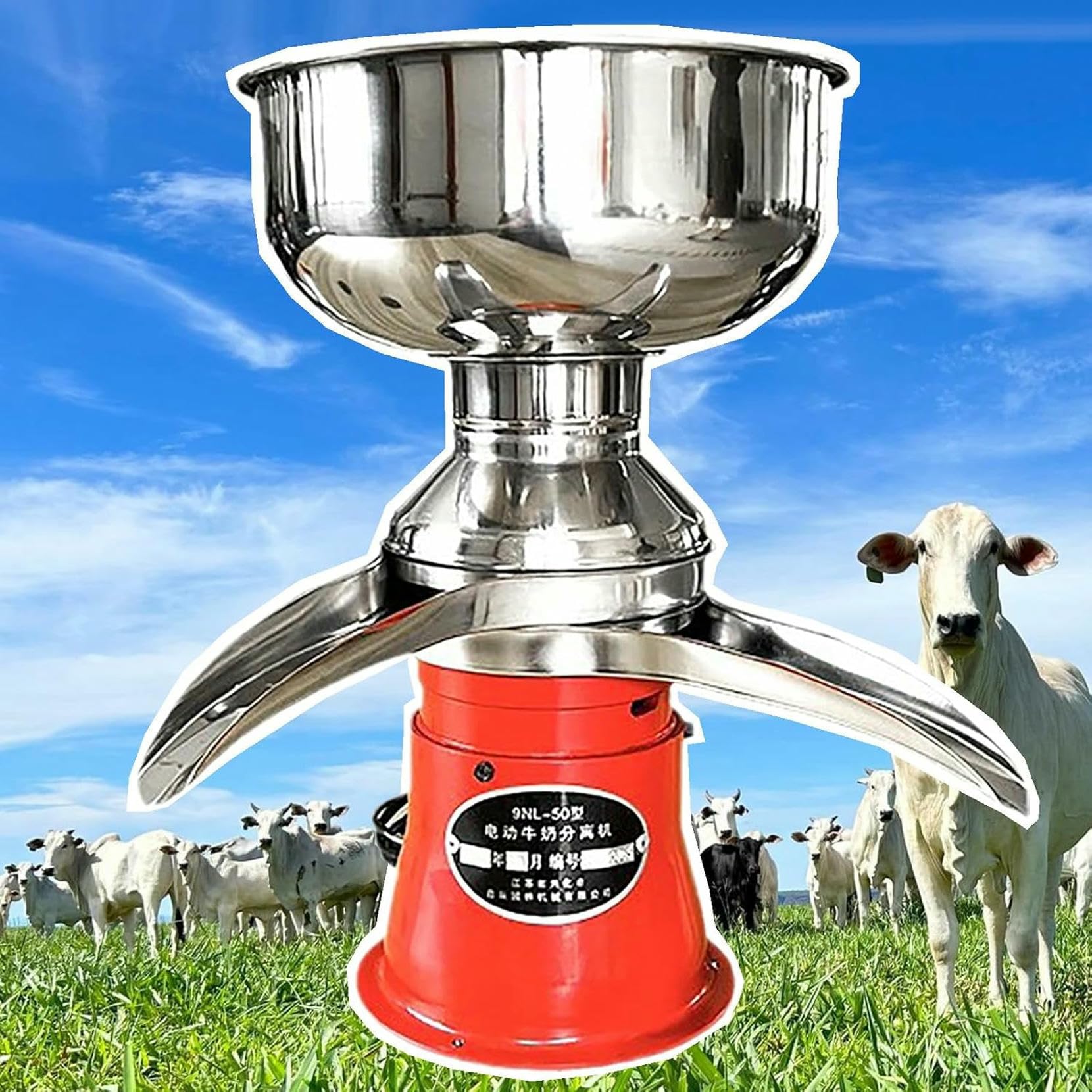Separador de crema de vaca en acero inoxidable con motor de 200W para leche fresca
