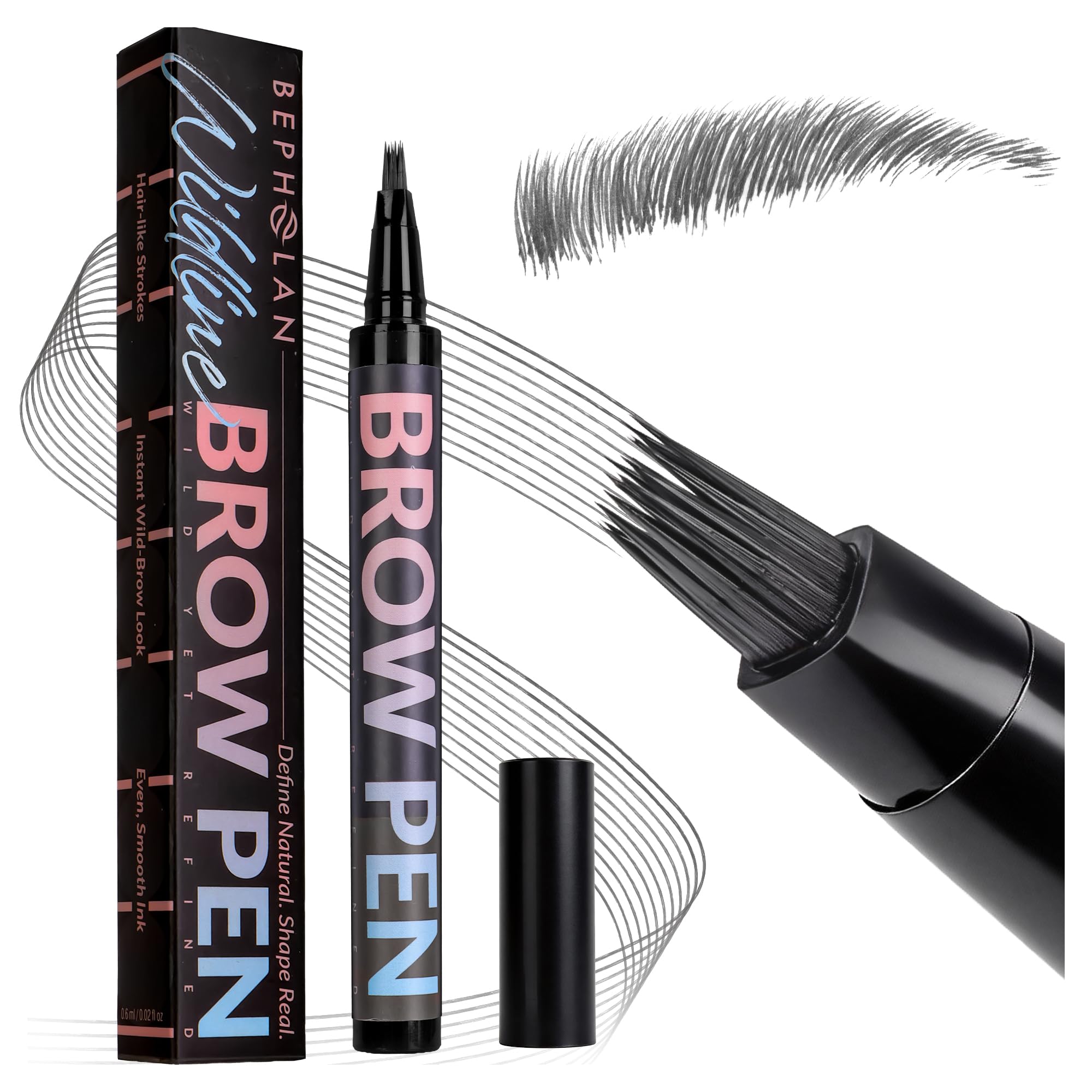 BEPHOLAN 4D Liquid Eyebrow Pen, Creates Natural Hair Like Strokes Gray 32 4D Liquid Eyebrow Pen Gray 32