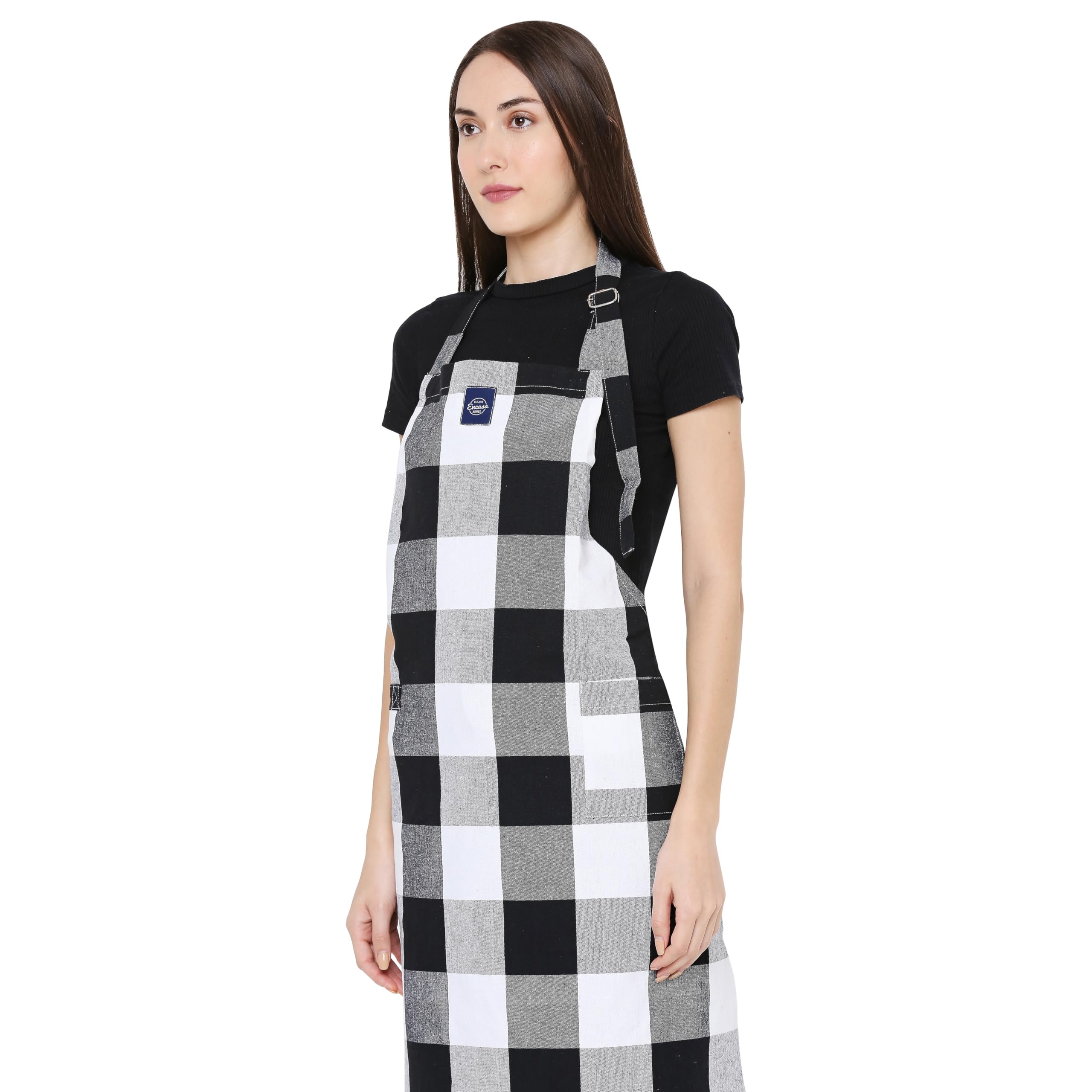 Encasa Homes Apron for Kitchen for Men & Women, Cotton Fabric with Adjustable Straps, Pocket & Towel Holder