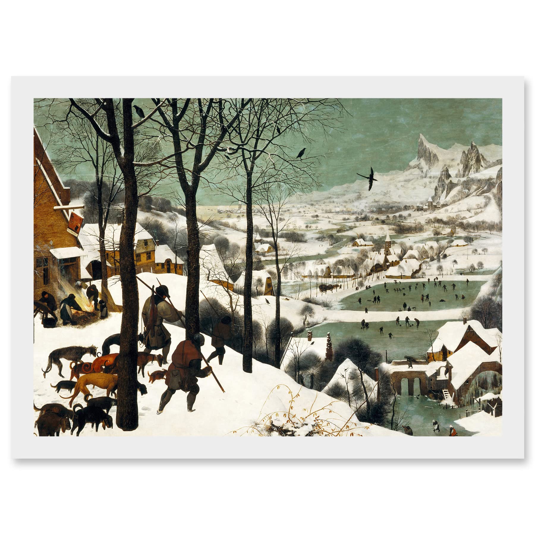 Artery8 Pieter Bruegel The Elder Hunters In The Snow Winter Painting Artwork Framed Wall Art Print A4