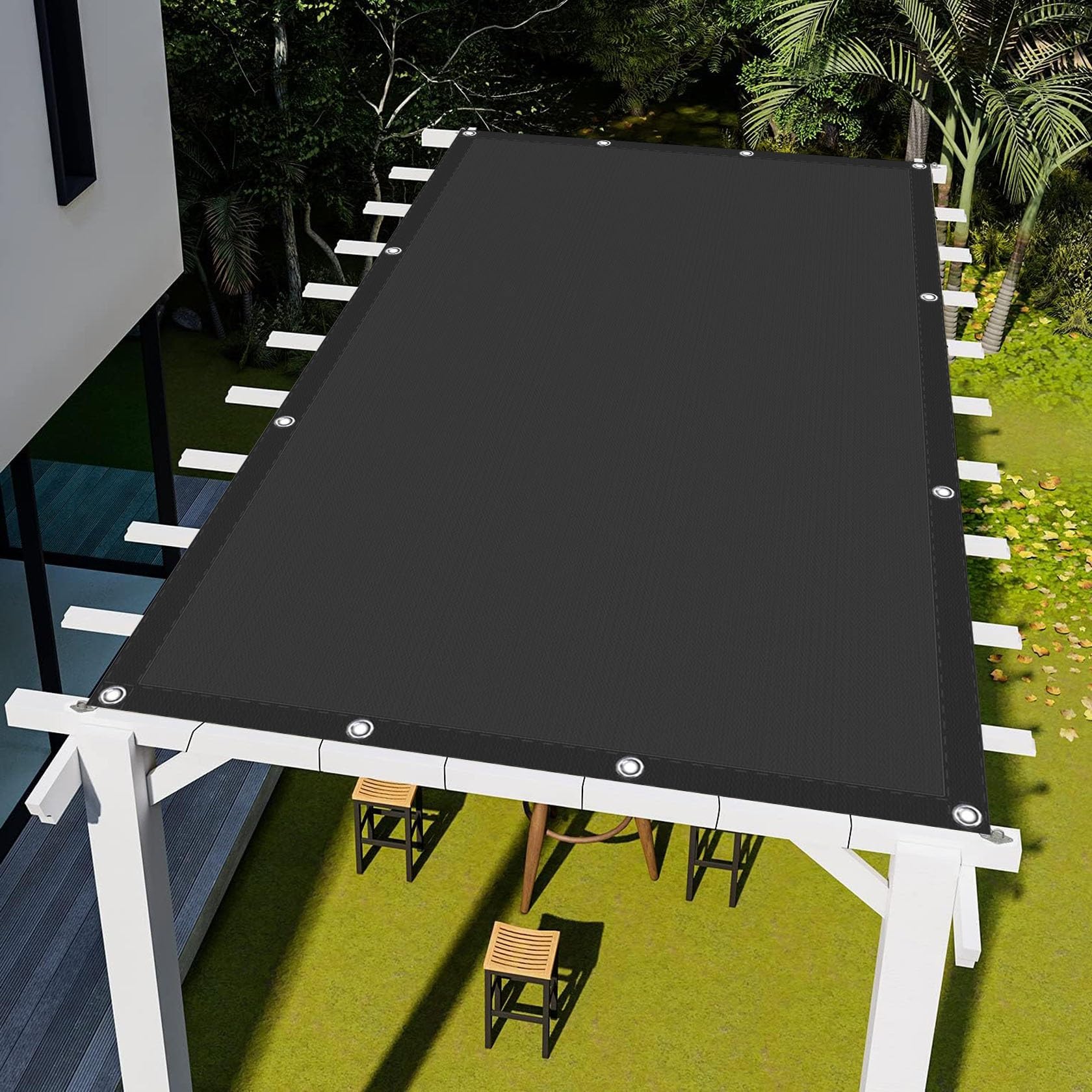 Zonneschaduwzeil Tuin Zonnescherm 3.6 x 8 m Zonwering, Uv-Bescherming, Luchtdoorlatend Schaduw Netten Schaduwnet, Schaduwnet Privacybeschermingsnet, Voor Tuin, Terras, Buiten, Wit
