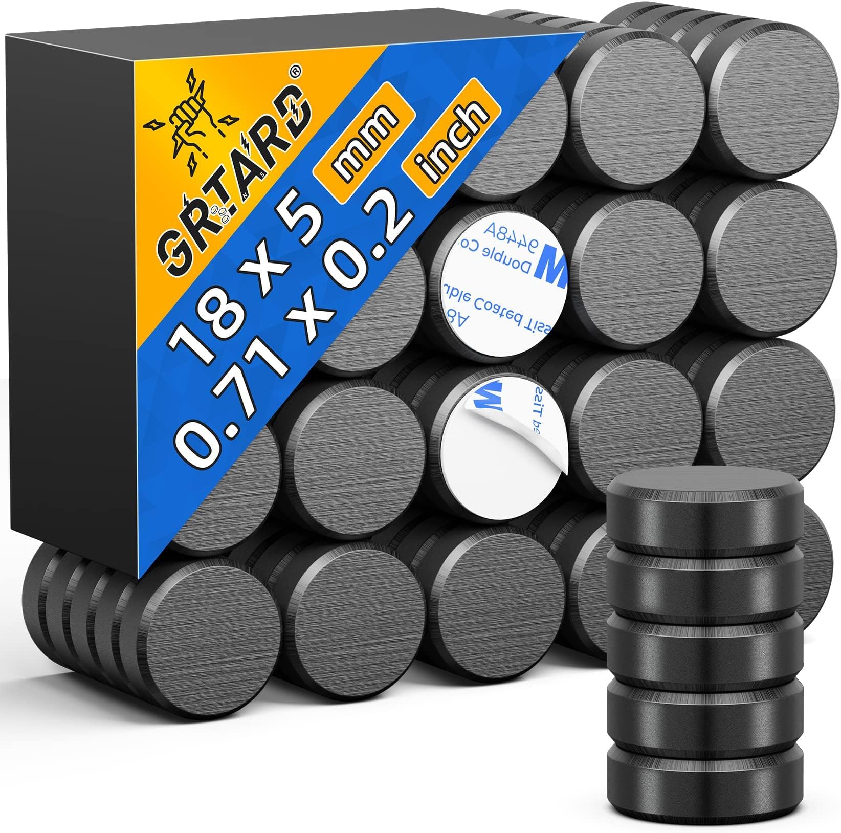 Grtard 50Pcs Ceramic Magnets for Crafts, Strong Round Magnets with Adhesive Backing, Small Round Circle Magnet Perfect for DIY, Craft Hobbies, Fridge, Workshop, Science Projects (0.71'' D x 0.2 '' H)