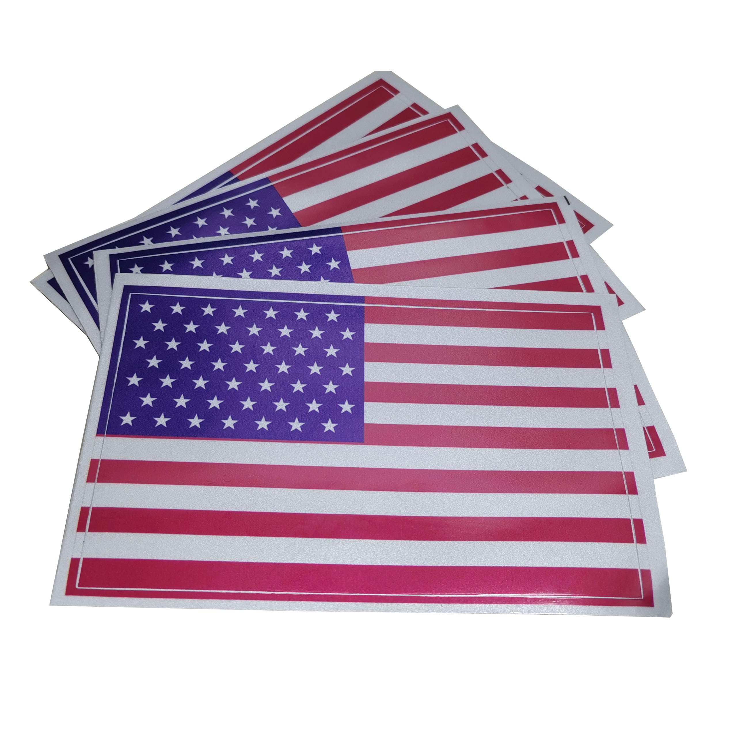 4 Pack Reflective American Flag Sticker - 6 x 4 Inches - USA Patriotic Stickers American Flag Decal Waterproof for Car Bumper Trucks Motorcycle Helmet Laptop Window Decals(Updated)