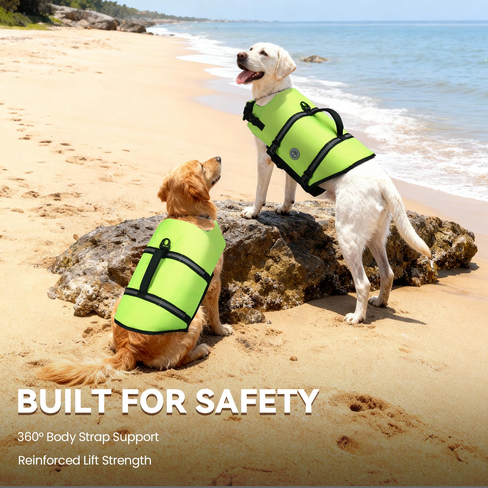 VIVAGLORY Rip Stop Dog Life Jacket, Buoyancy Aid with Handle, Buoyancy for Doggy, Dog Life Jacket for Swimming & Boating, XXS, Bright Orange — view 9