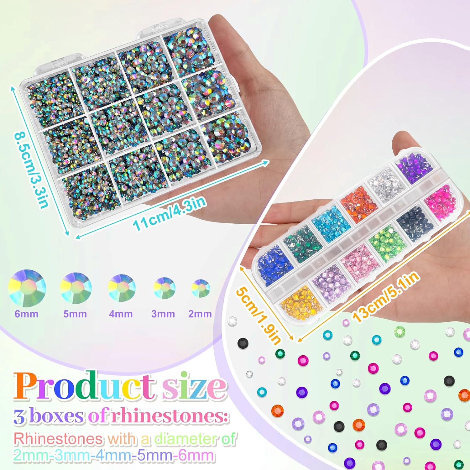 ASTARON Colorful Resin Rhinestones for Crafting, 2mm-6mm Mixed 12000Pcs Flatback Resin Gemstones for Crafts Gems Bulk Jelly AB Bedazzling Diamonds for Nails, Tumblers, Mugs Decoration