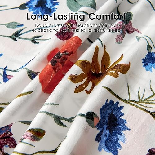 Miniatura 5 de FreshCulture Sábanas florales  Juego de sábanas ultrasuaves  Sábanas florales de microfibra cepillada  Bolsillos profundos de hasta 16 pulgadas