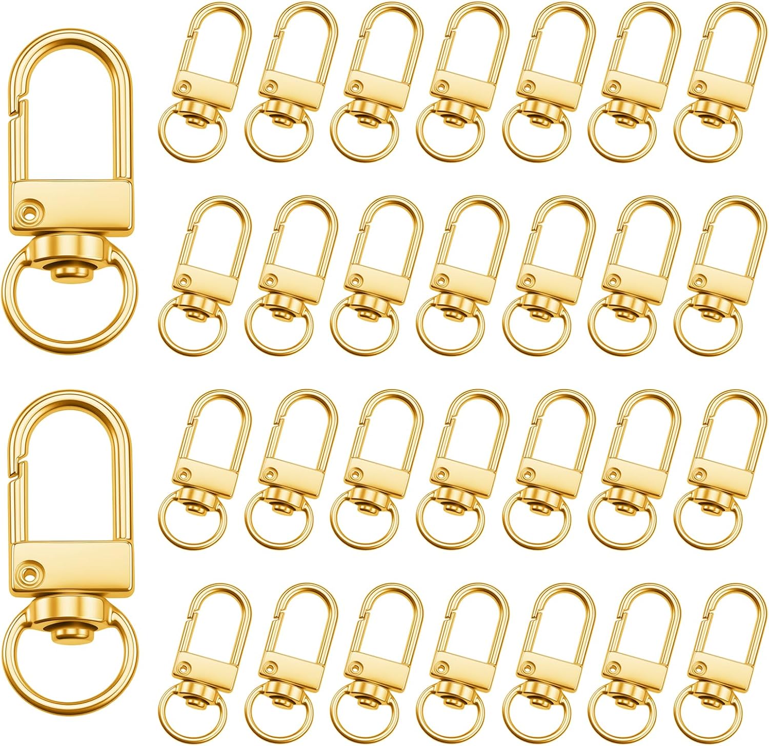 30 Pcs Metal Lobster Claw Clasps Gold Swivel Snap Hooks with Key Rings