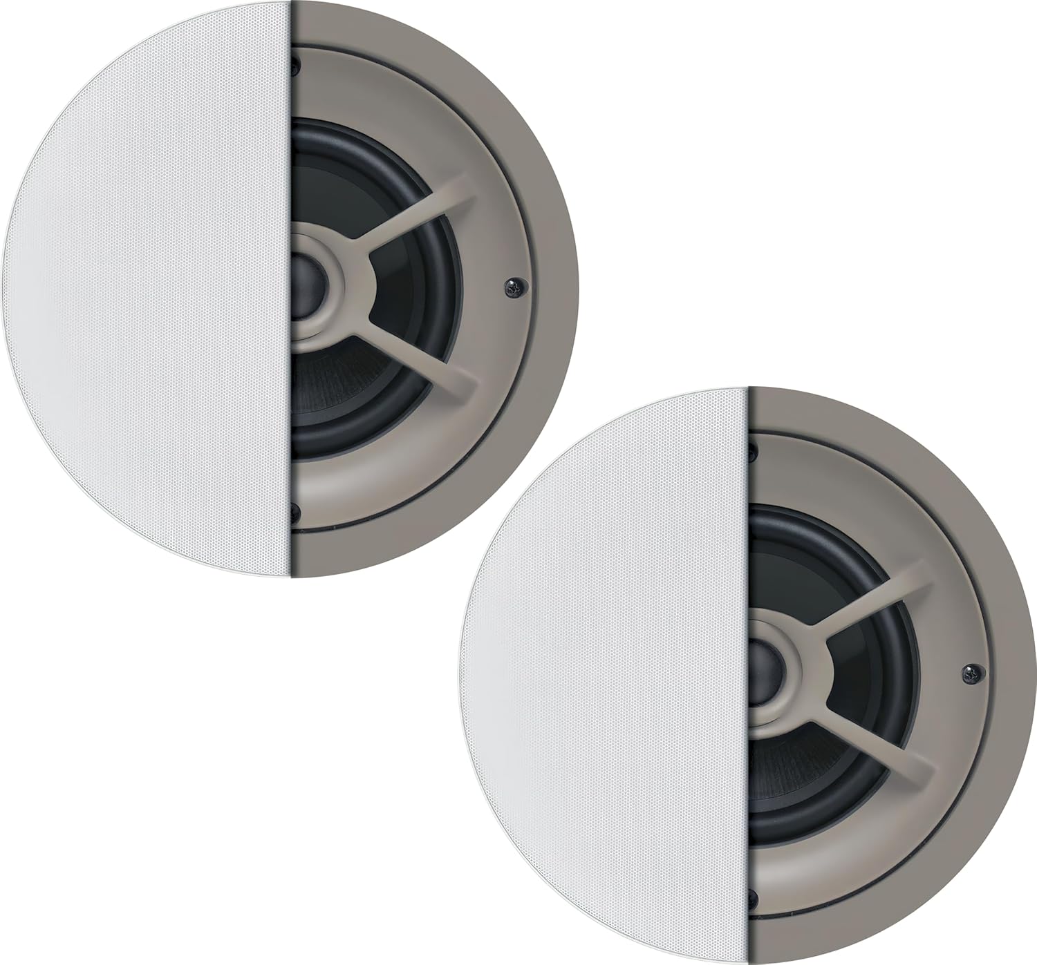 Proficient Audio PAS11626 Protege Series C626 Ceiling Speakers, Sold in Pairs; 6.5" Graphite Woofer; 1" Pivoting Silk-Dome Tweeter; Thin-Bezel Grilles Held by Neo Magnets; 8-ohm Impedance; 100W