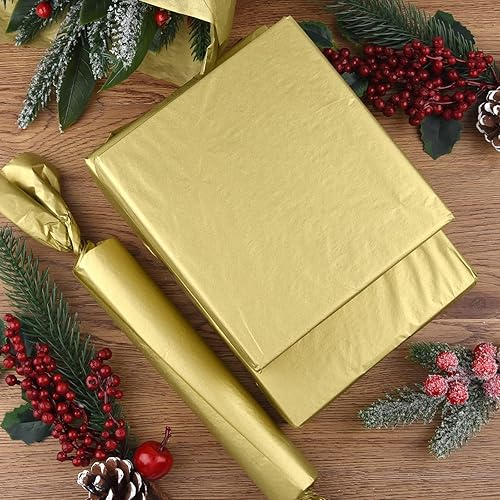 Miniatura 4 de TUPARKA 60 hojas de papel de seda dorado, papel de seda de Navidad, papel de envolver, papel de regalo para bricolaje y manualidades, decoración de