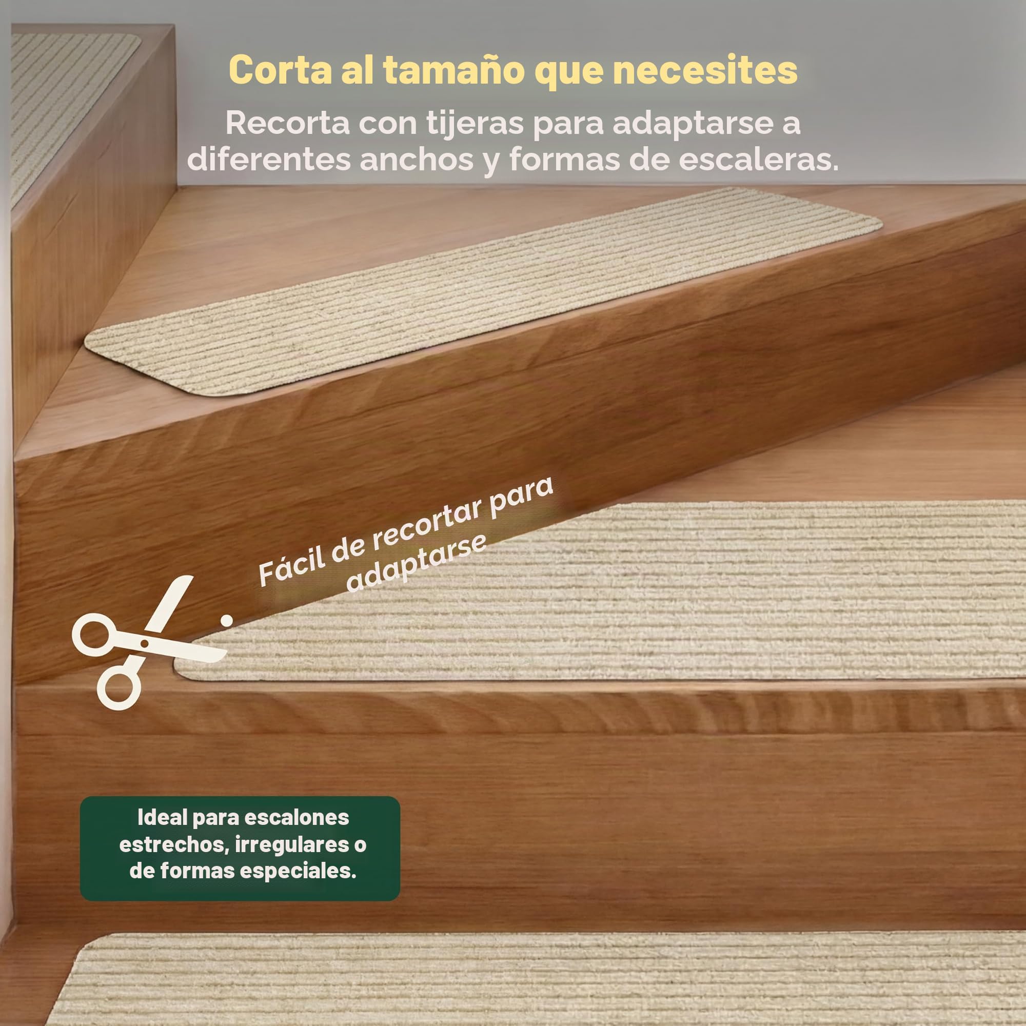MBIGM 20cm X 76cm (Paquete de 15) Alfombras Antideslizantes Peldaños de Escalera Alfombrilla Antideslizante Interior para niños Mayores y Mascotas con Adhesivo Reutilizable, Camello