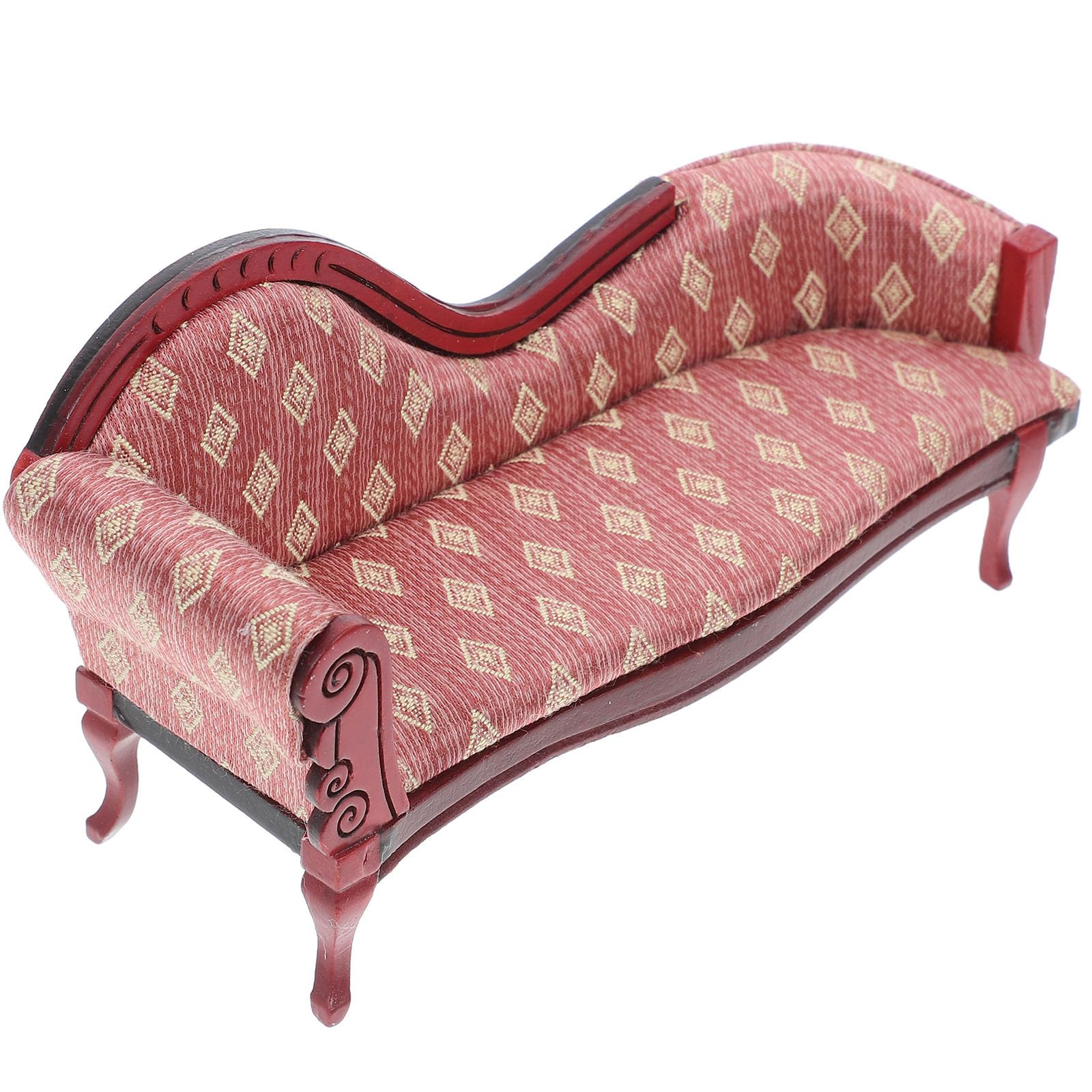 TINEASUR Scale Miniature Dollhouse Floral Loveseat Sofa Vintage Settee Chaise Lounge for Dolls House Living Decoration and DIY Craft Collection