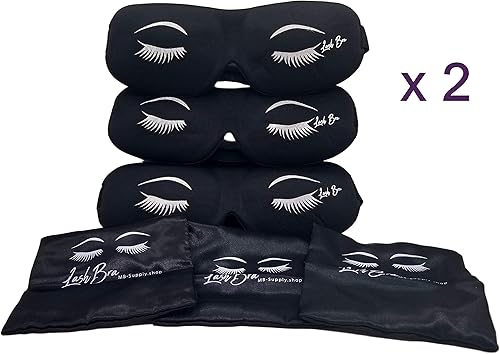 Miniatura 5 de Sujetador de pestañas, cubierta protectora 3D para máscara de dormir para extensiones de pestañas, color negro, paquete de 6