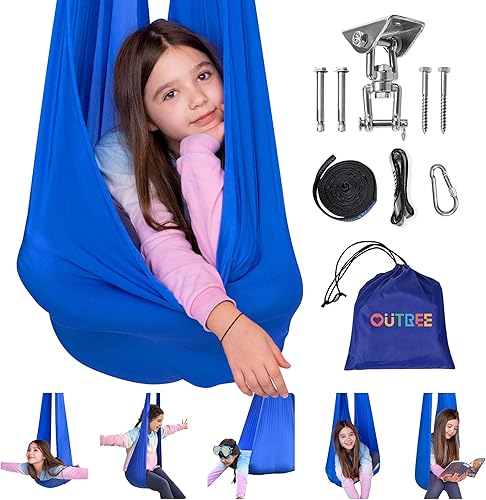 OUTREE Columpio sensorial para niños con gancho giratorio de 360, columpio de terapia interior ideal para autismo, TDAH, trastorno de procesamiento