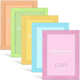 5x7 Colorful Picture Frame Set of 5, Wall Gallery 5 x 7 Glitter Photo Fr...