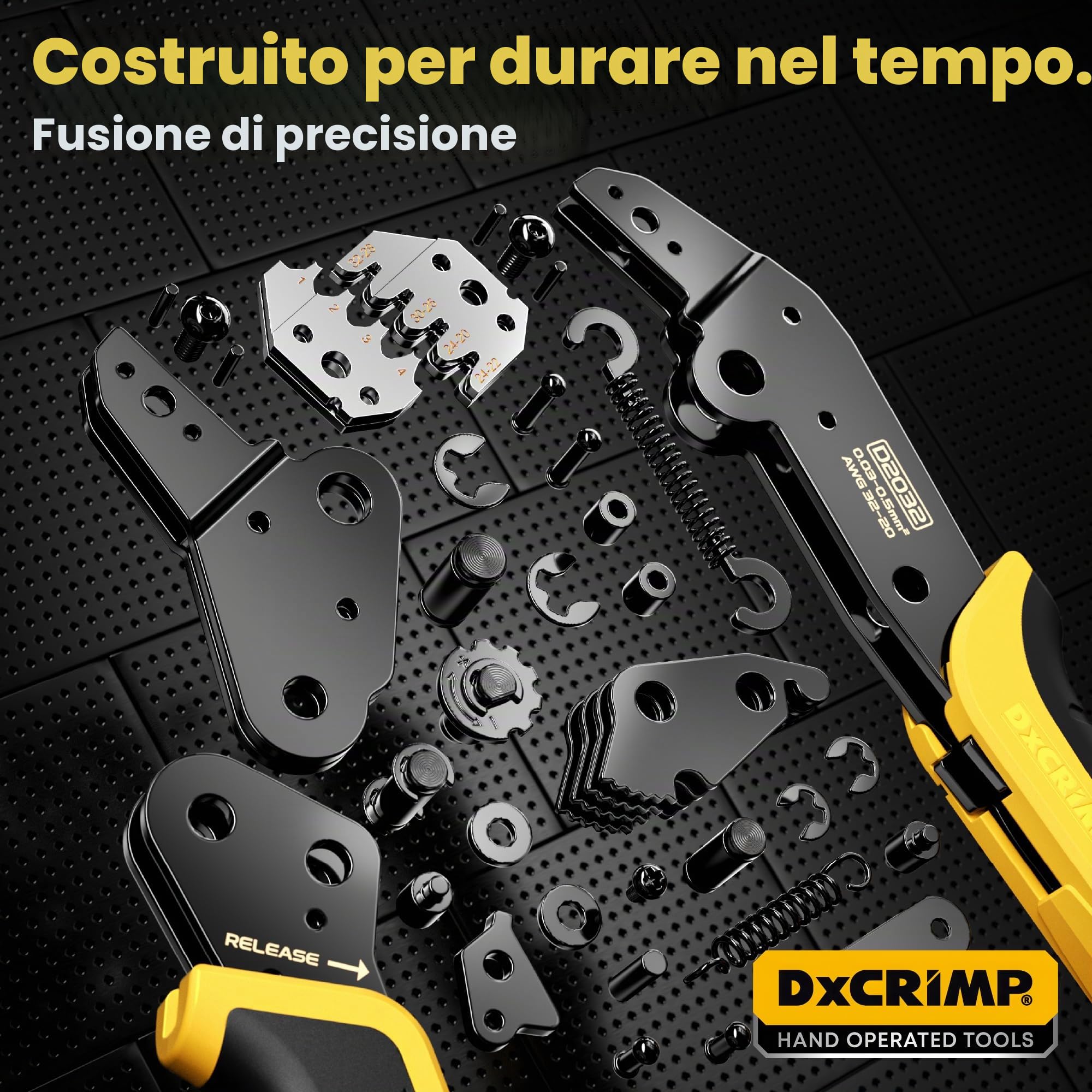 DxCRIMP JST Set pinza crimpatrice 20 stili SYP + XH + RC, set di utensili per crimpare [0,03-0,5 mm²] compatibile con connettori AMP, Molex, Futaba, Dupont e altri connettori