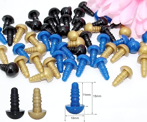 Miniatura 8 de 600 ojos de seguridad de plástico de 0.394 pulgadas para amigurumi, manualidades, juguetes de ganchillo y fabricación de animales de peluche (dorado)