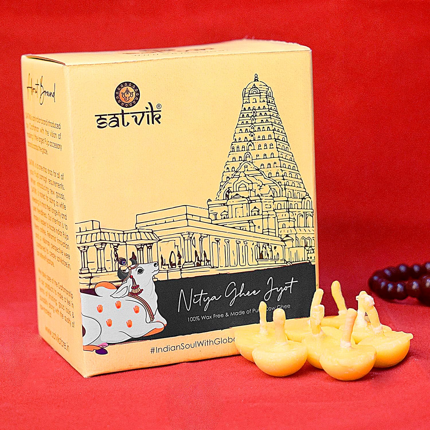 SATVIK 50 Pc Pure Ghee Wicks for Puja (Upto 30 Mins) Pooja