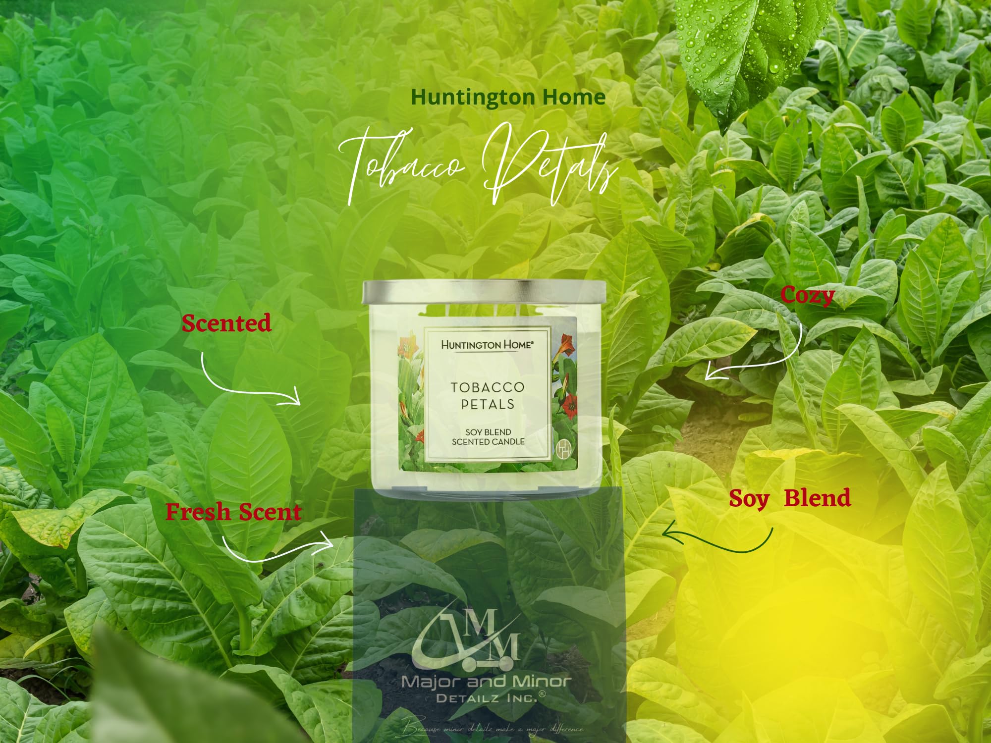 Tobacco Petals Scented Candle | Huntington Home 3 Wick Soy Blend | Glass  Jar Candles with Eco Tote | Cozy Ambiance: Buy Online at Best Price in UAE 