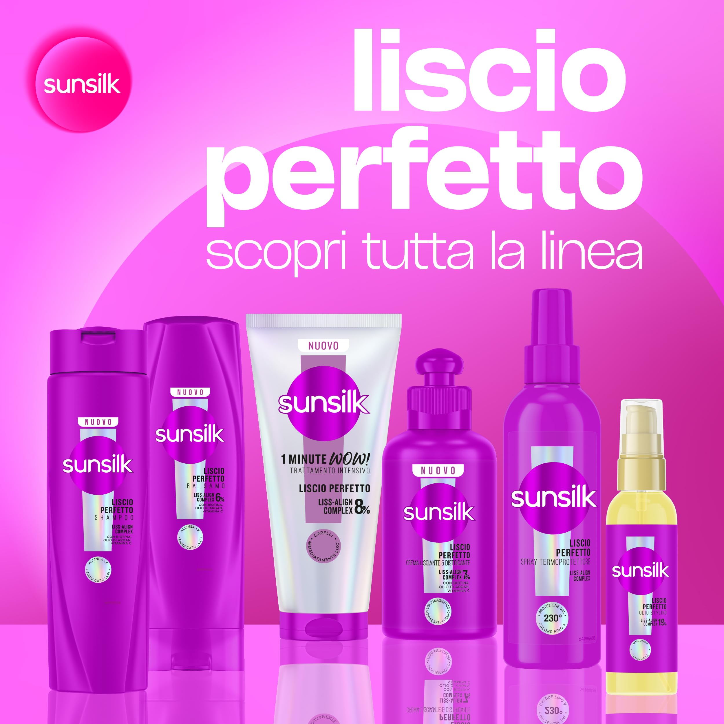 Sunsilk, Shampoo Liscio Perfetto, Shampoo per Capelli Lisci e Disciplinati, Formula Arricchita con Liss-Align Complex con Biotina, Olio di Argan e Vitamina C Formato XXL 810ml