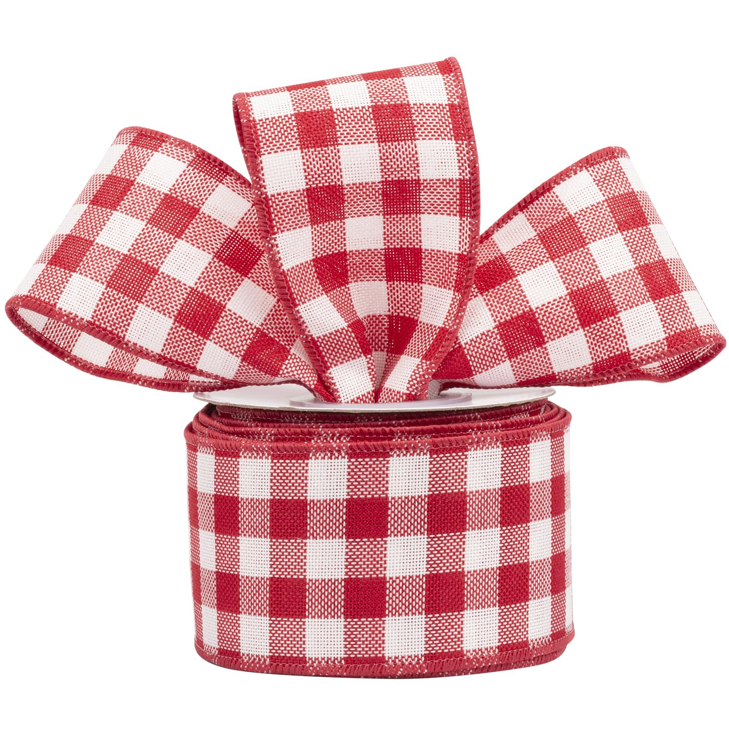 AVANAVA 63mm Wired Gingham Burlap Ribbon โ 9M Red and White Plaid Ribbon for Gift Wrapping, Crafts, Wreaths, Farmhouse Decorations, Garlands, Rustic Weddings and Christmas