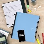 Five Star Flex Refillable 3 Ring Binder Notebook + Study App, College Ruled Paper, 1 Inch TechLock Rings, Pockets, Tabs and Dividers, 200 Sheet Capacity, Blue (29328AD2)