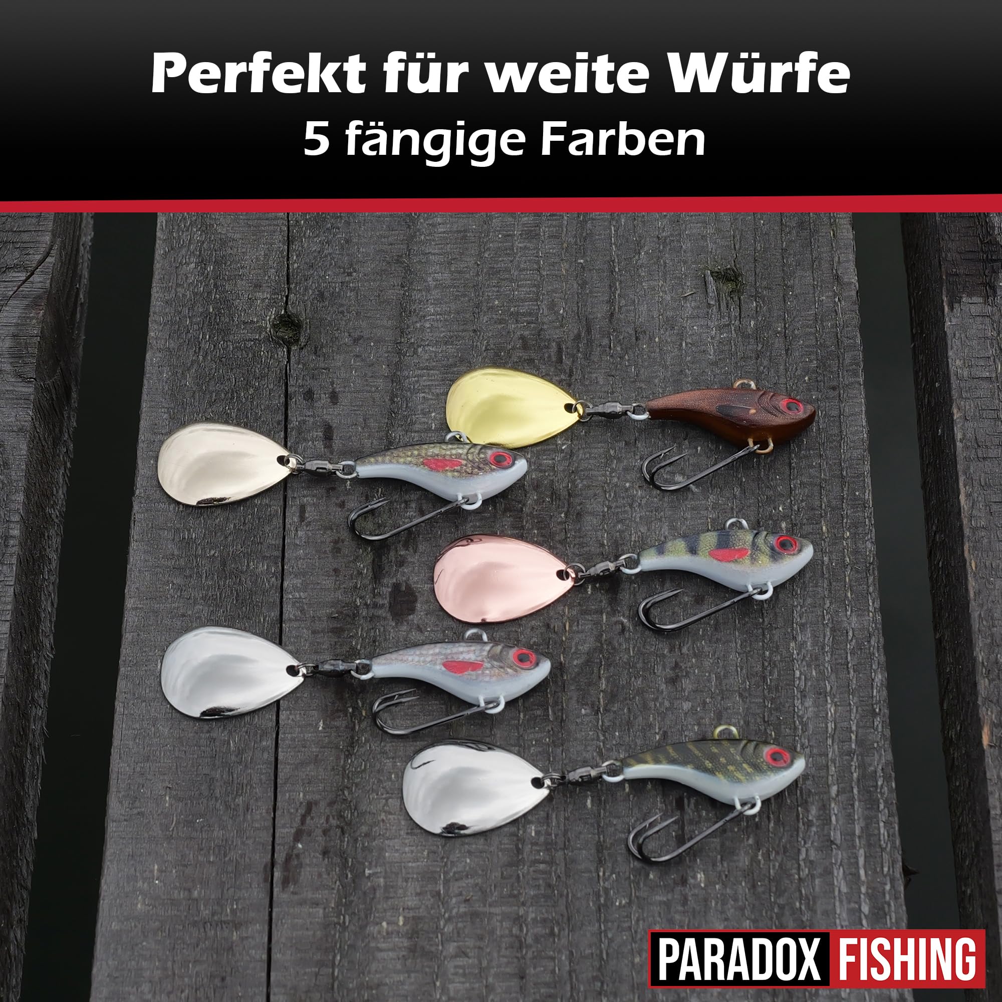 Paradox Fishing Jig Spinner 5er Set 6g/10g/15g/20g/25g Delusory Spin Jig zum Barsch Angeln Barsch Köder Zander Hecht Spinnerbait Spinn Köder – optimaler Barschköder