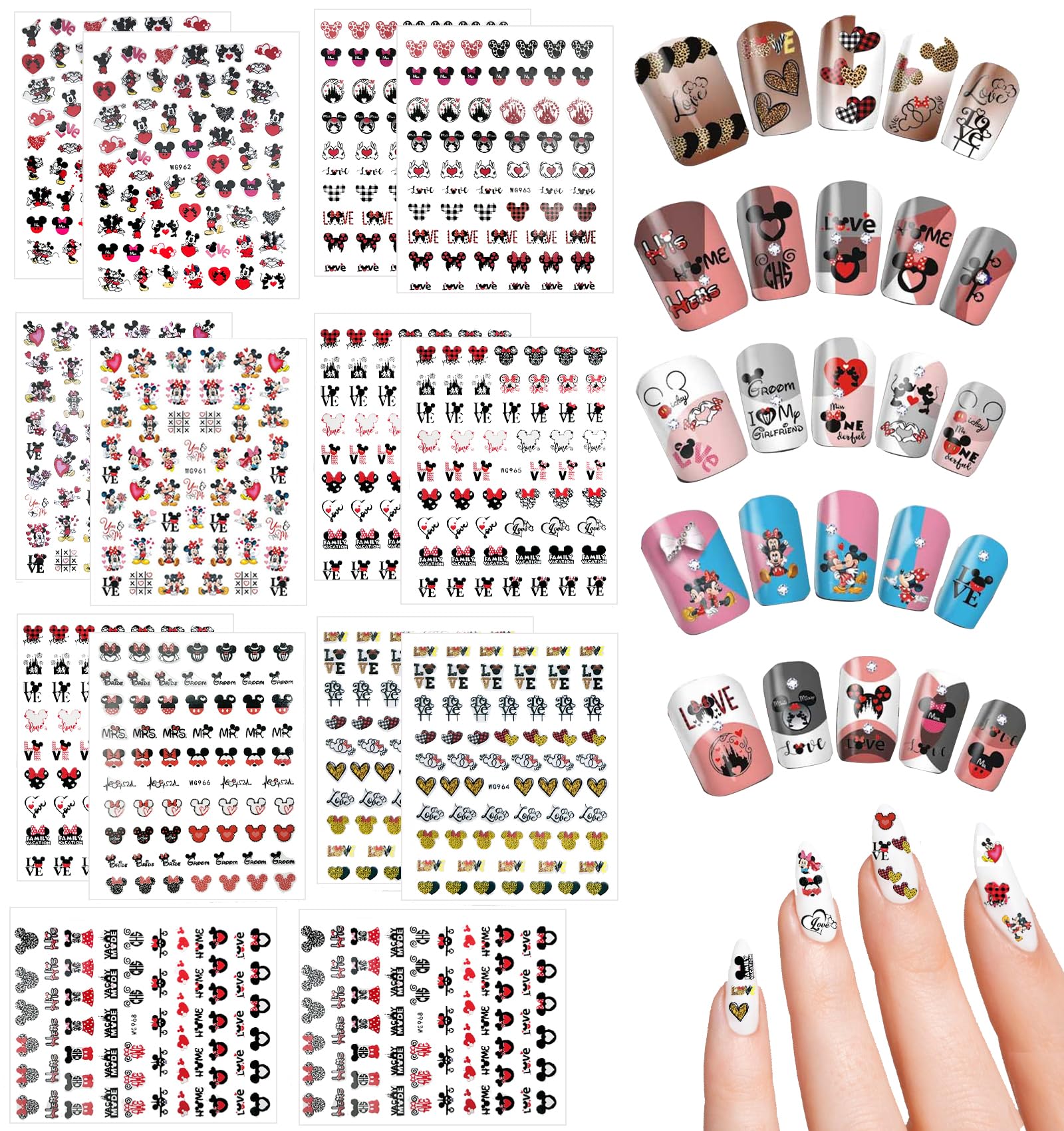 Nagelsticker Selbstklebend – 12 Blätter Mit Cartoon-Designs, Kawaii Nail Art Sticker, Einfach Aufzukleben & Abzuziehen