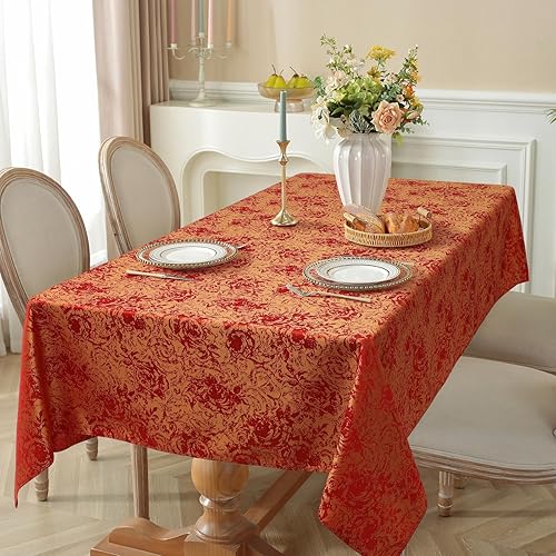 Miniatura 5 de Mantel rectangular de jacquard sin arrugas, mantel de tela para cocina, comedor, boda, banquetes, fiestas, decoración, interior y exterior (60 x 84