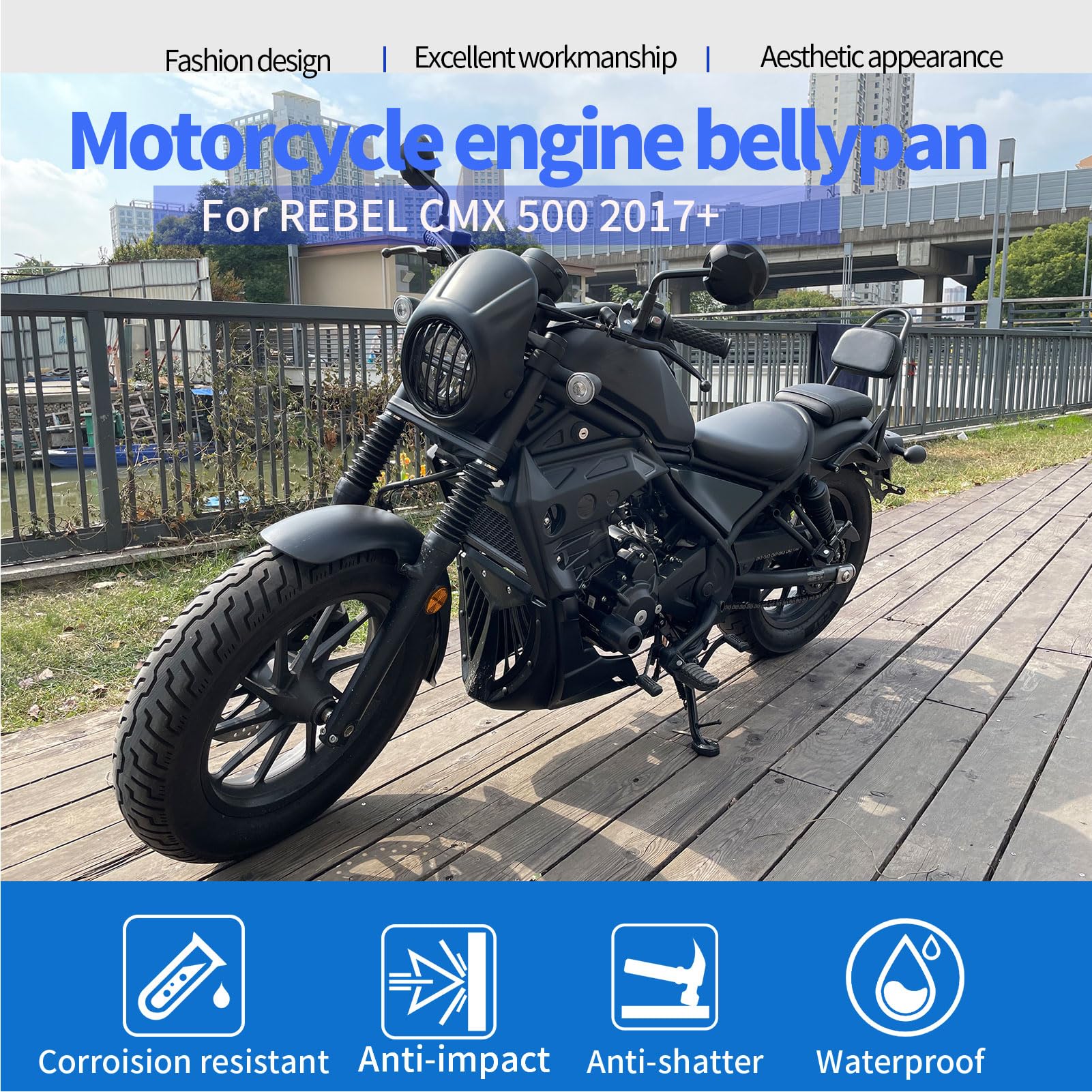 WOOGA Motorrad Bauch wanne untere Verkleidung Chassis Motors chutz abdeckung Schutz für Ho&n&da REBEL CMX 500 CMX500 Zubehör 2017-2024 (Kohlefaser-Look