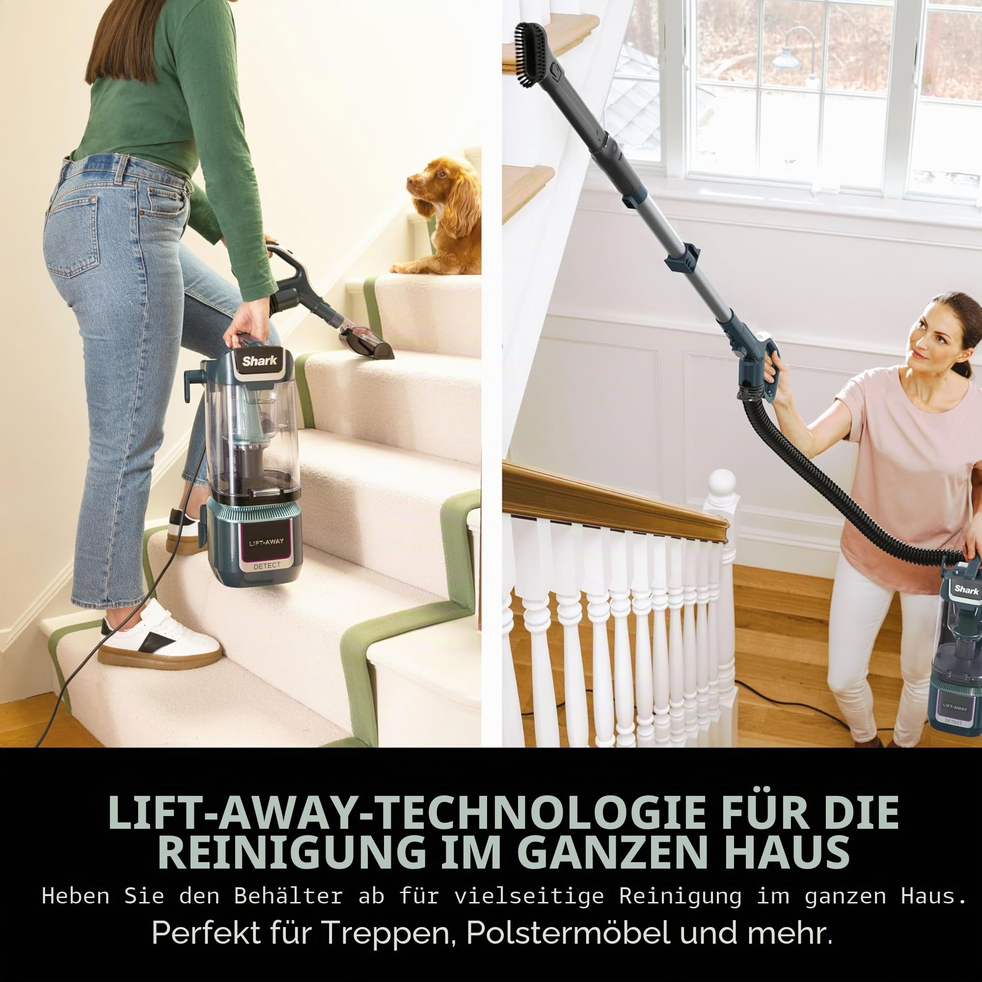 Shark Detect XL Vertikaler Staubsauger, kabelgebunden, Ultra leistungsstark, zum Aufsammeln von Haustierhaaren, DuoClean, Richtungserkennung, antiallergisch, XL-Staubbecher 2,5 l