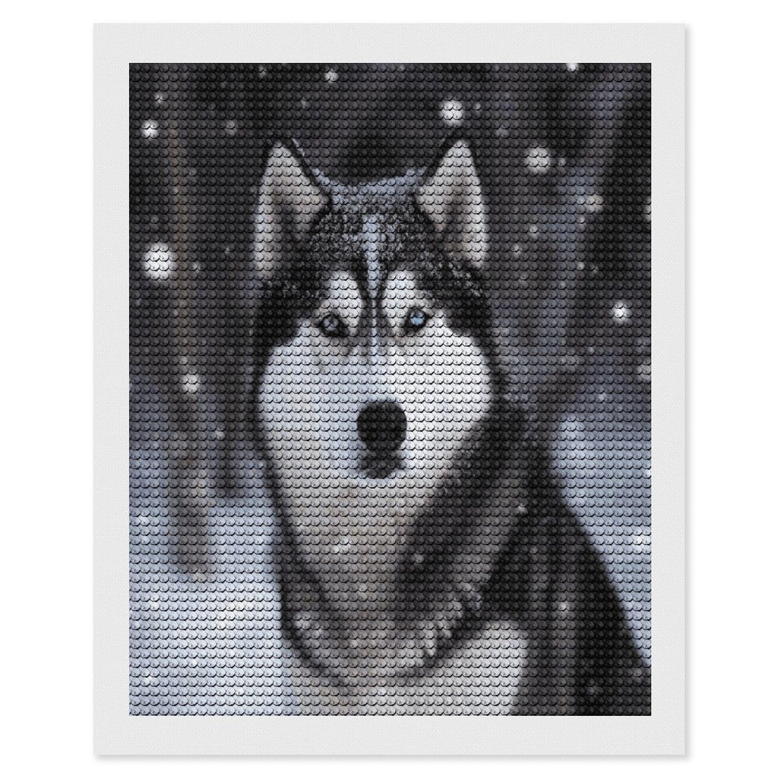 JTREHY Husky in Snow Dog Diamond Art Kits Personalized DIY Round Diamond Painting Kits for Beginner Full Drill Diamonds Dots Paintings for Adults Gem Art Crafts Home Decor