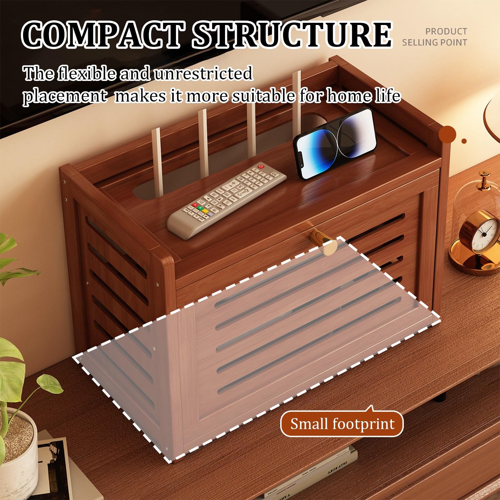 Armadio di archiviazione router WiFi, organizer a doppio strato per modem, presa multipla e gestione dei cavi, ideale per uso domestico e ufficio