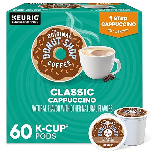 The Original Donut Shop One-Step Classic Cappuccino, Keurig Single-Serve K-Cup Pods, 60 Count (6 Packs of 10) - Classic Cappuccino - 60 Count (Pack of 1)