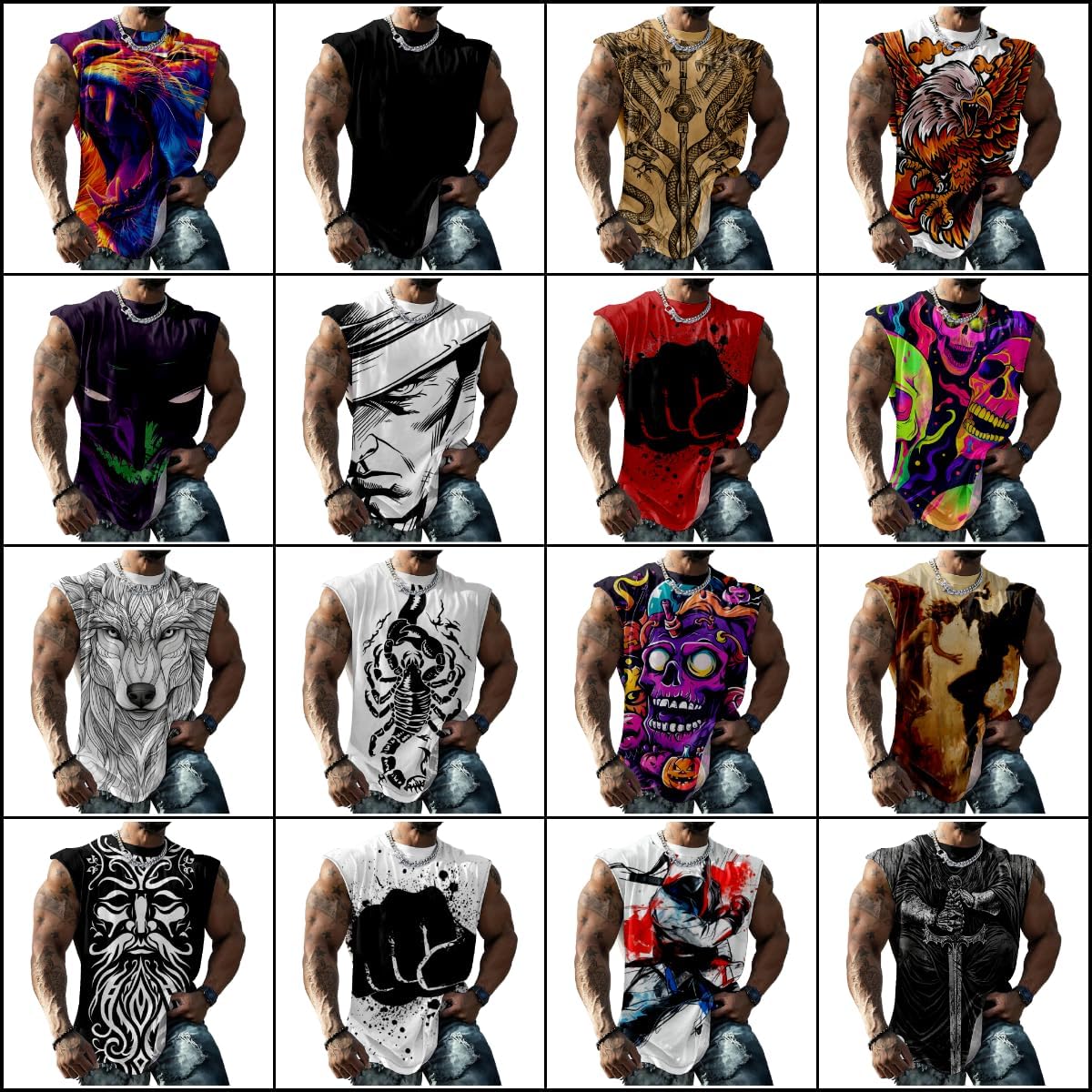 MARSVOVO Mens Tank Top Soft Fashion Graphic Tees Loose Casual Breathable Tropical Workout Muscle Shirts