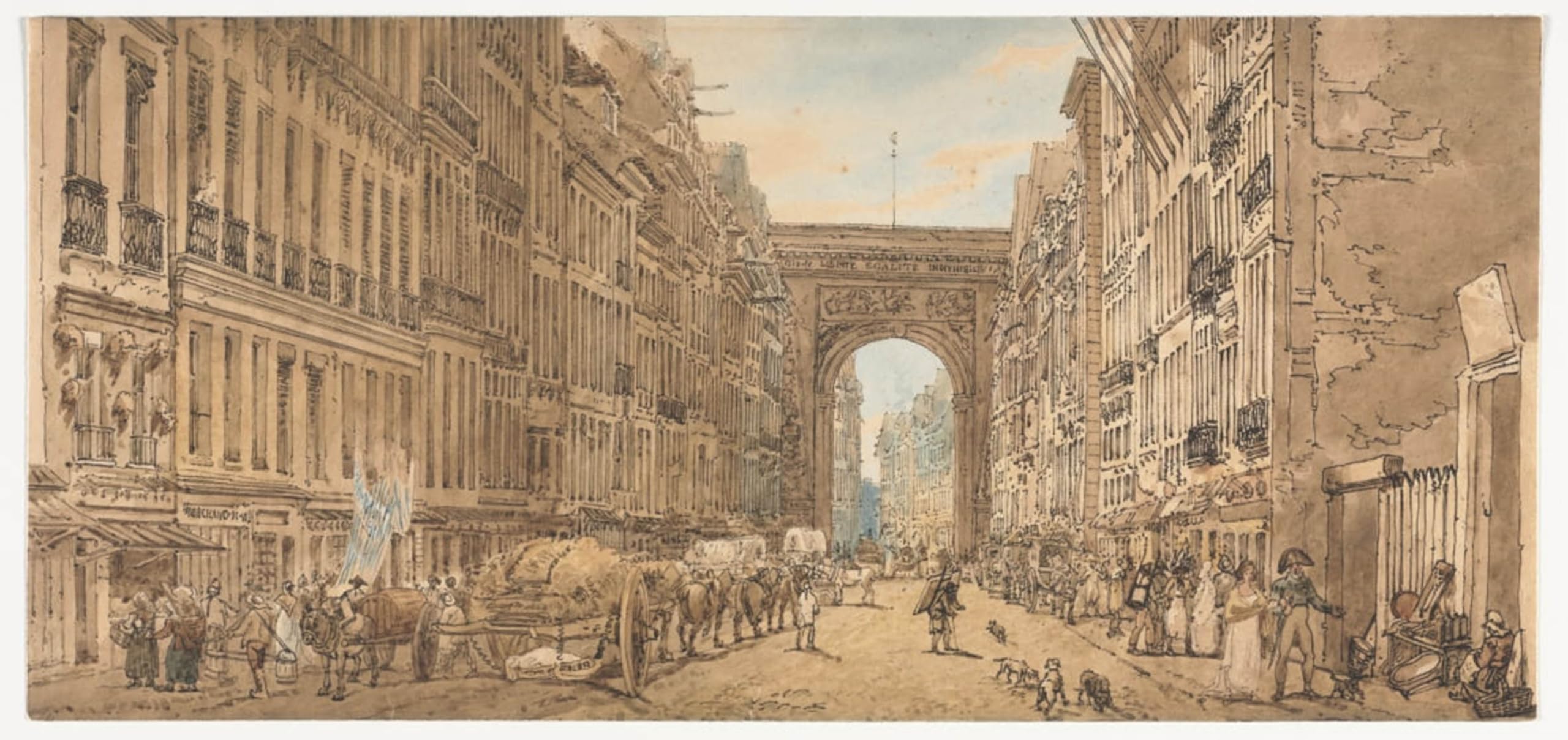 HRJUBWREE Classic Canvas Picture Art Canvas Print Modern Oil Painting View of the Gate of St Denis Taken From the Suburbs by Girtin Artwork on Wall for Home Decor 60x90cm