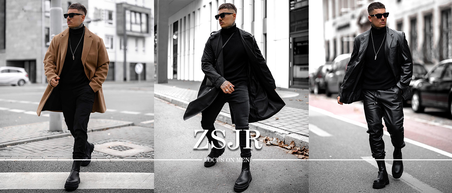 ZSJR Mens Mock Neck T Shirts Pullover High Neck Turtleneck Premium