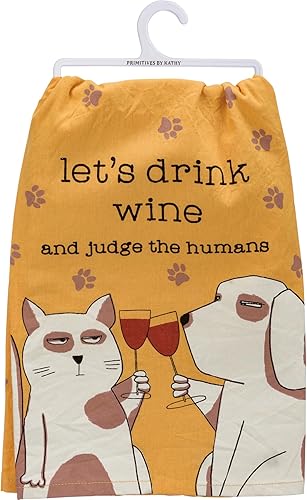 Miniatura 8 de Primitives by Kathy Pets Welcome People Tolerated - Toalla de cocina decorativa, pequeña, verde, crema, rojo