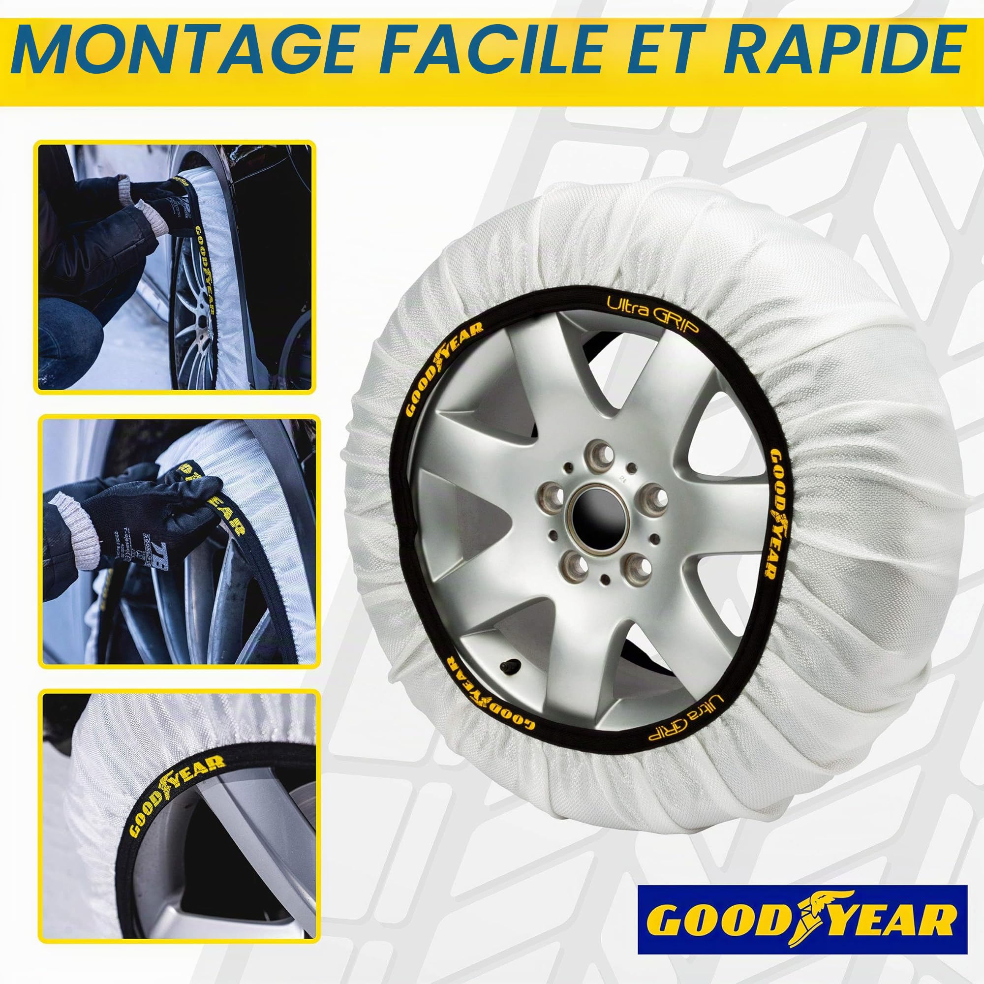 Goodyear Jeu de 2 Chaînes à Neige en Textile pour Voitures Ultra GRIP Taille L