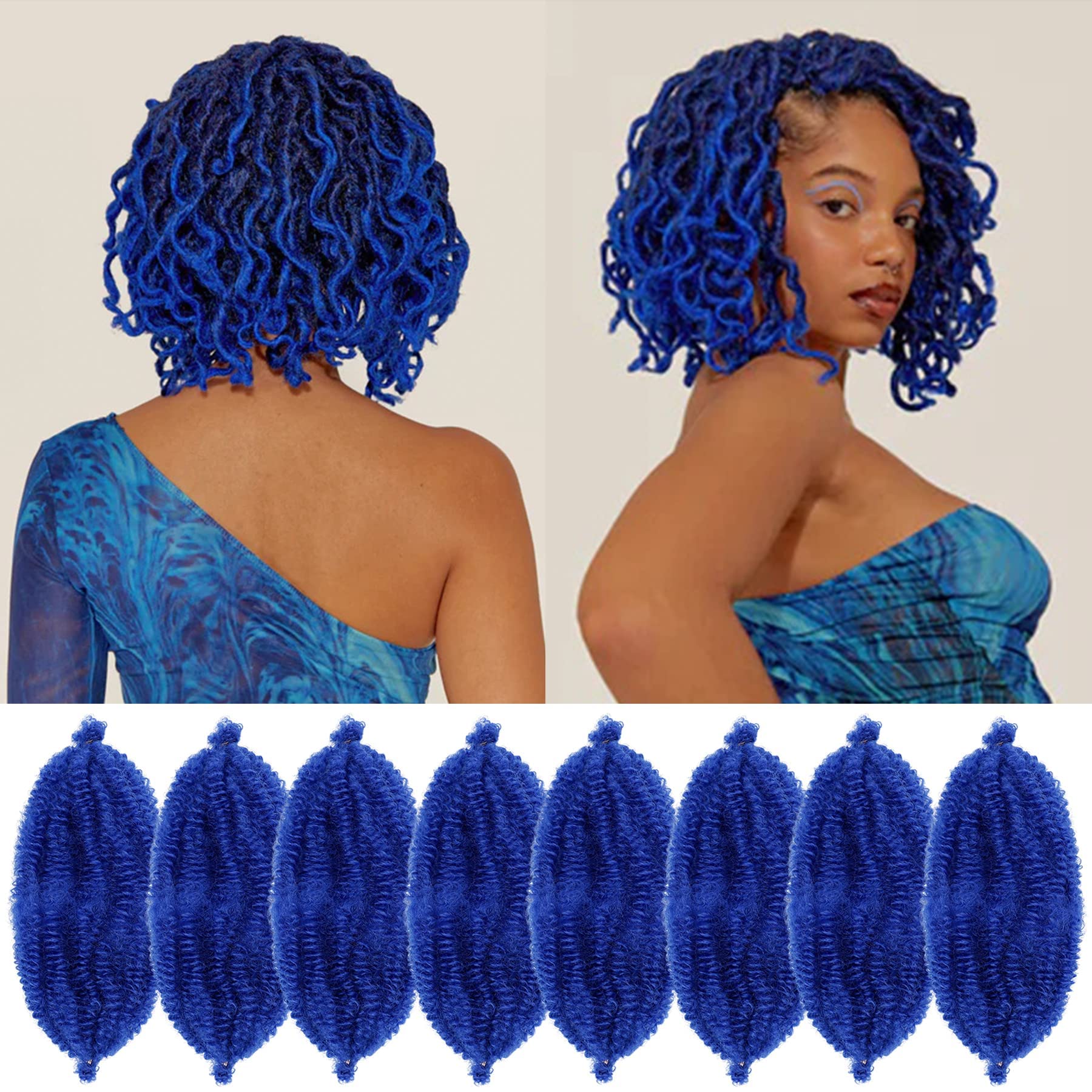 Amazon.com : Blue Springy Afro Twist Hair 8 Packs Blue Marley