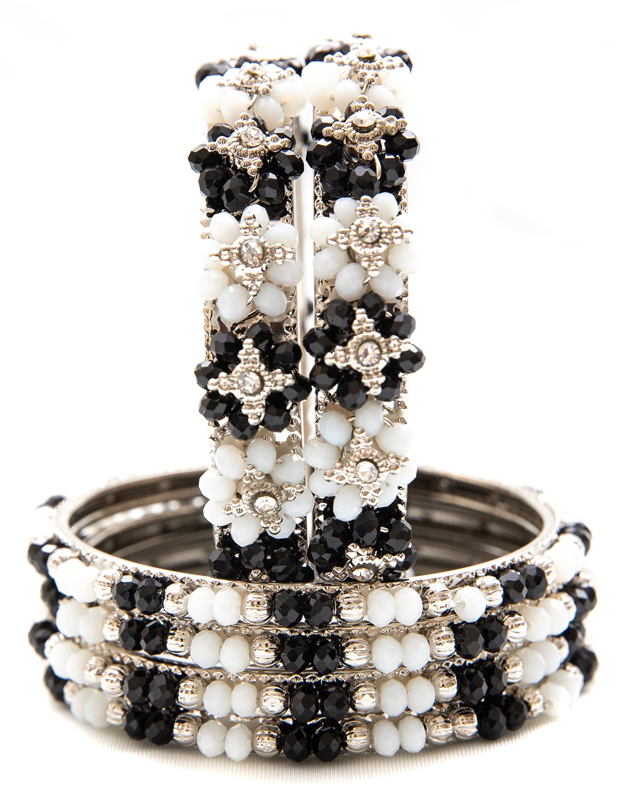 Swara Creations Metal Bangle Beads Studded Worked Glossy Finished | Traditional Chudi Set for Women and Girls for Various Occasions Gifting Set (6 Pcs) (B0B34X6VG1) Amazon Price History, Amazon Price Tracker