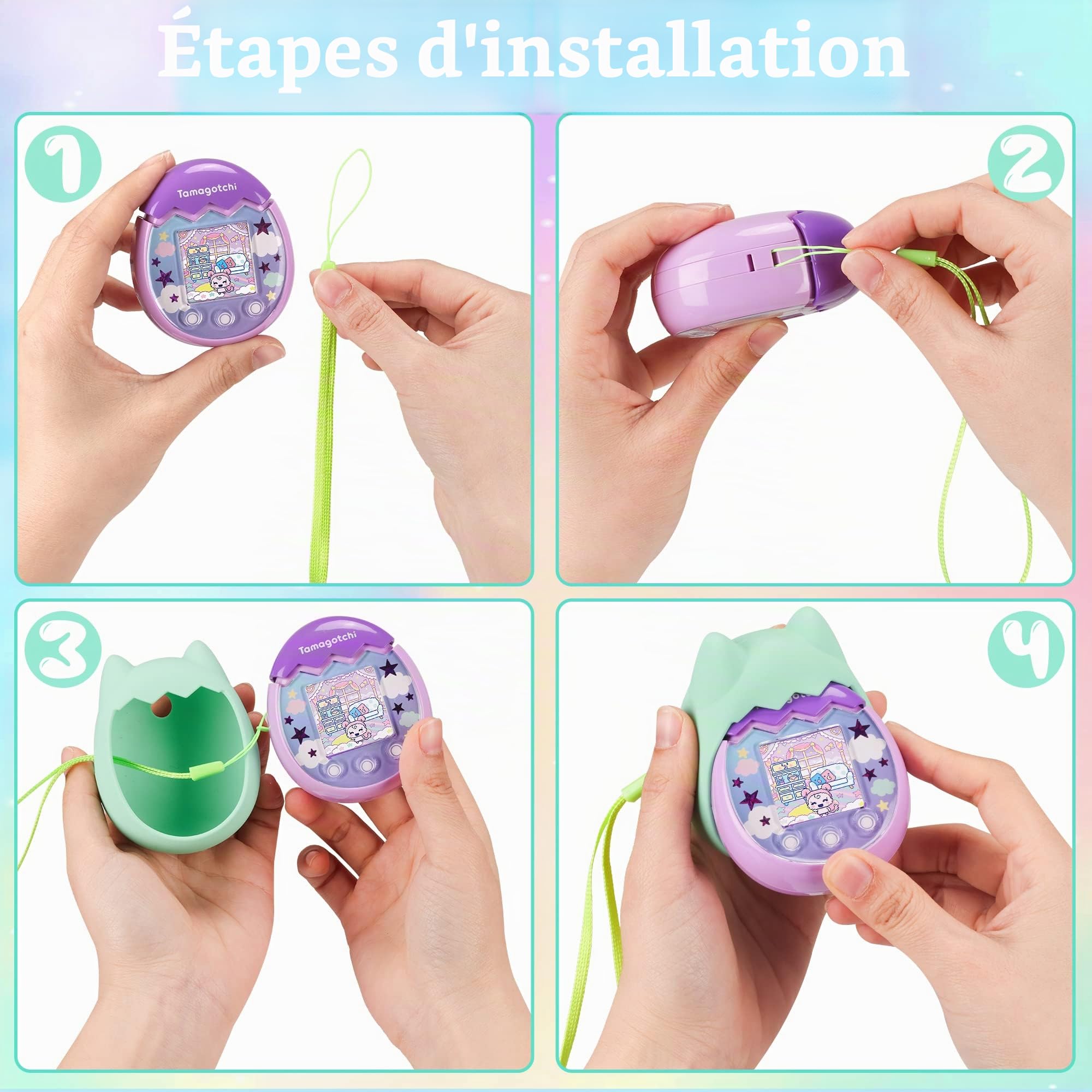 Housse en silicone et étui rigide Meetikar pour Tamagotchi Pix Protection d'écran et accessoire