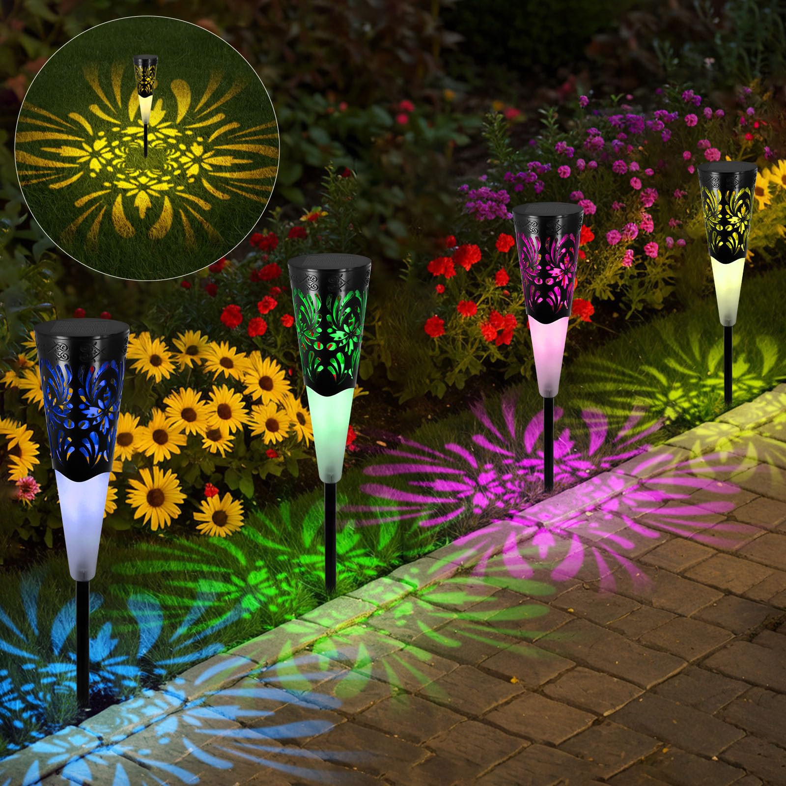 Yoolax - Luces Solares De Camino Para Exteriores, Con Sensor De