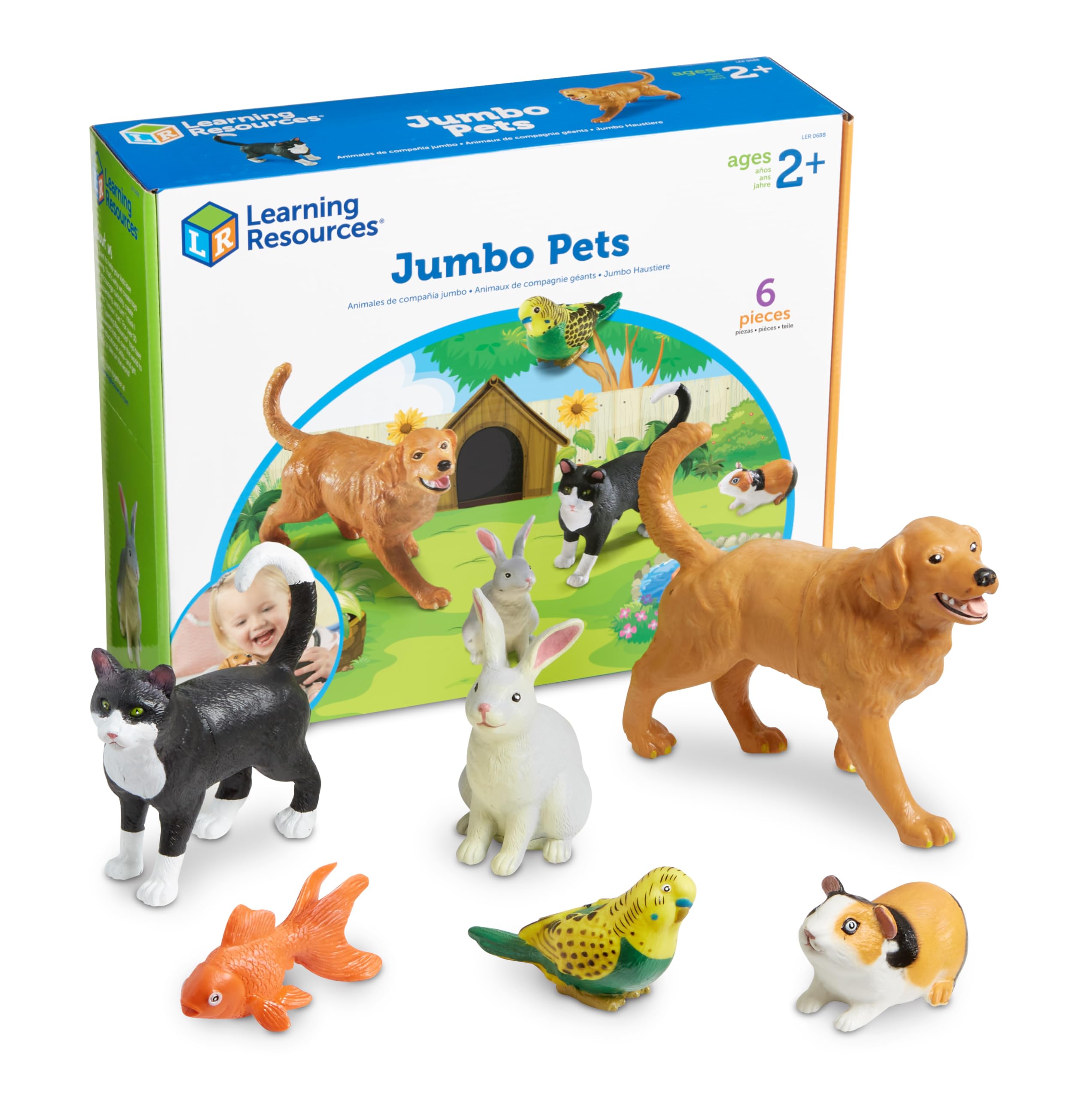 Learning Resources Jumbo Pets, Set of 6, Role Play, Imaginative Play, EYFS and Pre School Toy, Ages 2 3 4 Plus
