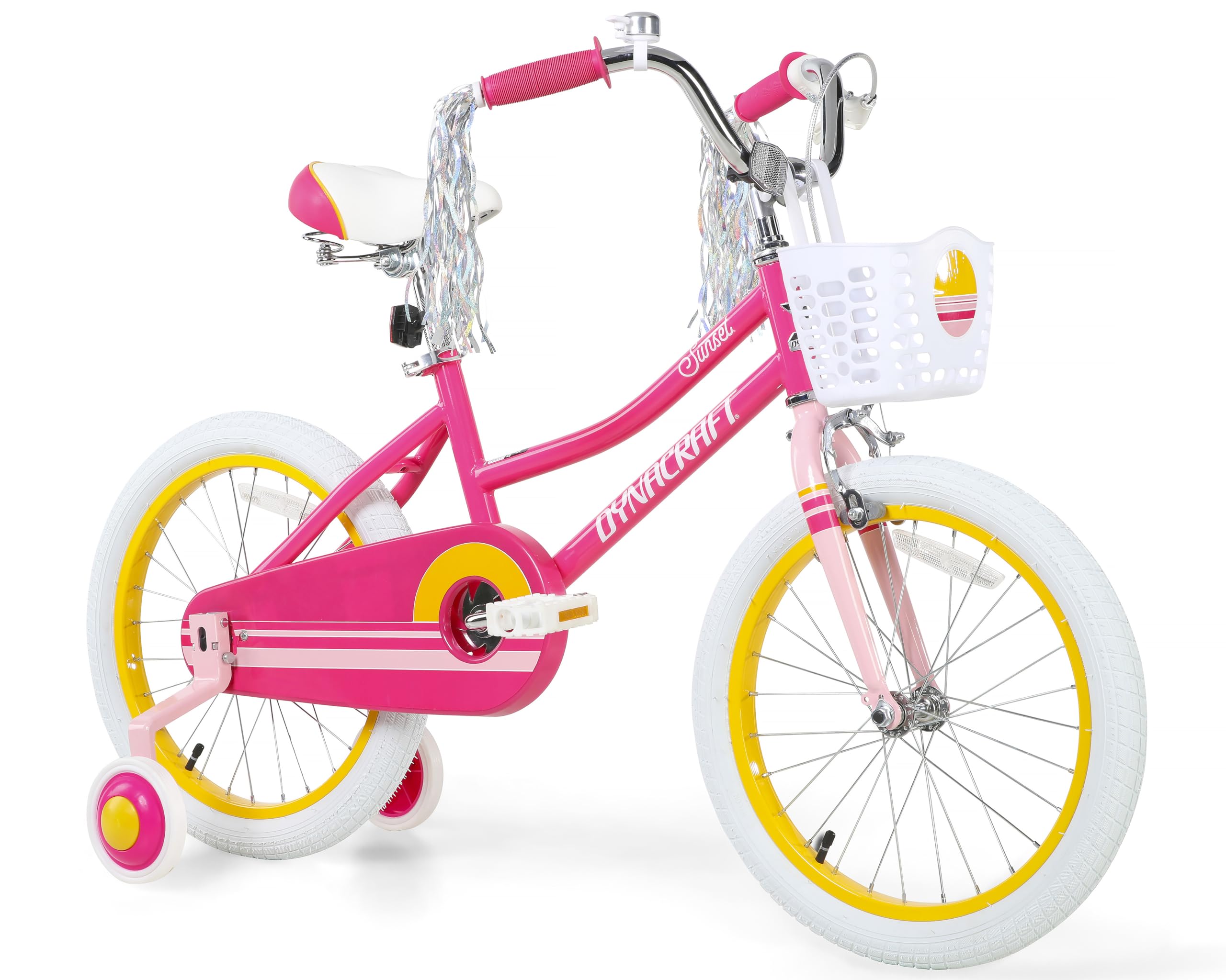 Dynacraft Sunset 18-Inch Girls BMX Bike for Age 6-9 Years, Pink