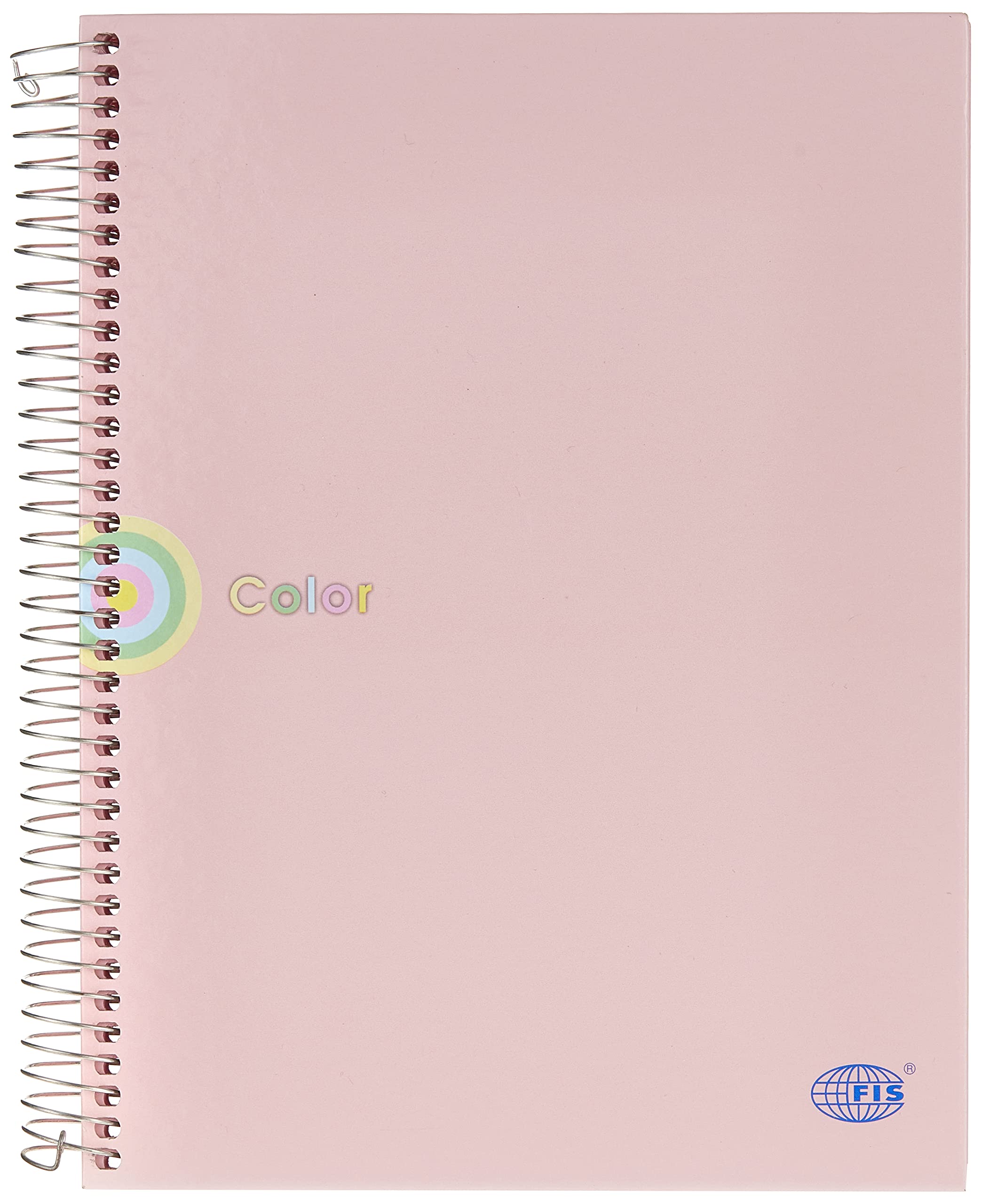 FIS FSNBSB5100PI Single Ruled Spiral Hard Cover Notebook, 80 gsm, 100 Sheets, B5 Size, Pink