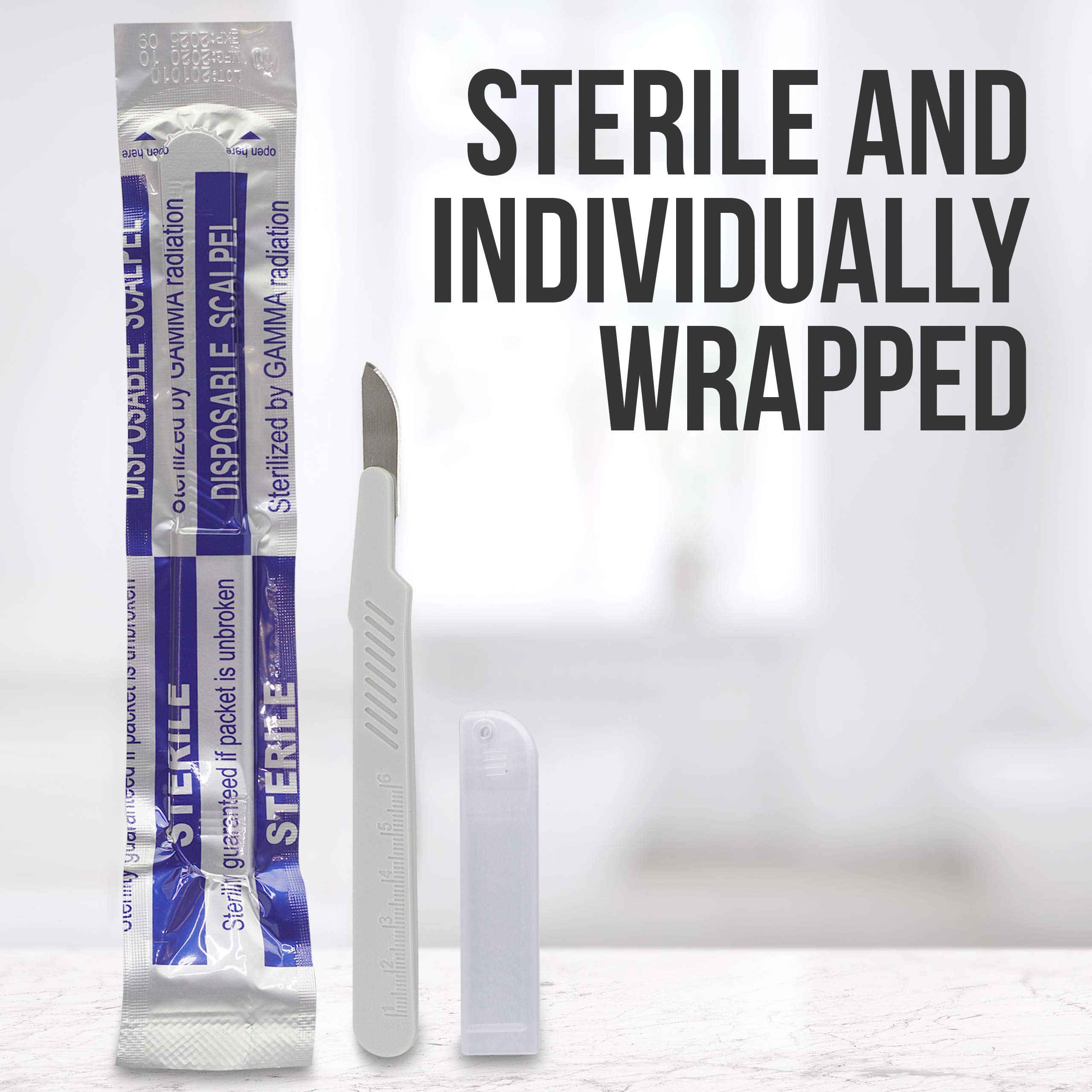 JJ CARE Disposable Scalpel Knife 10 Dermaplaning Blades, Sterile Surgical Scalpel (Box of 20