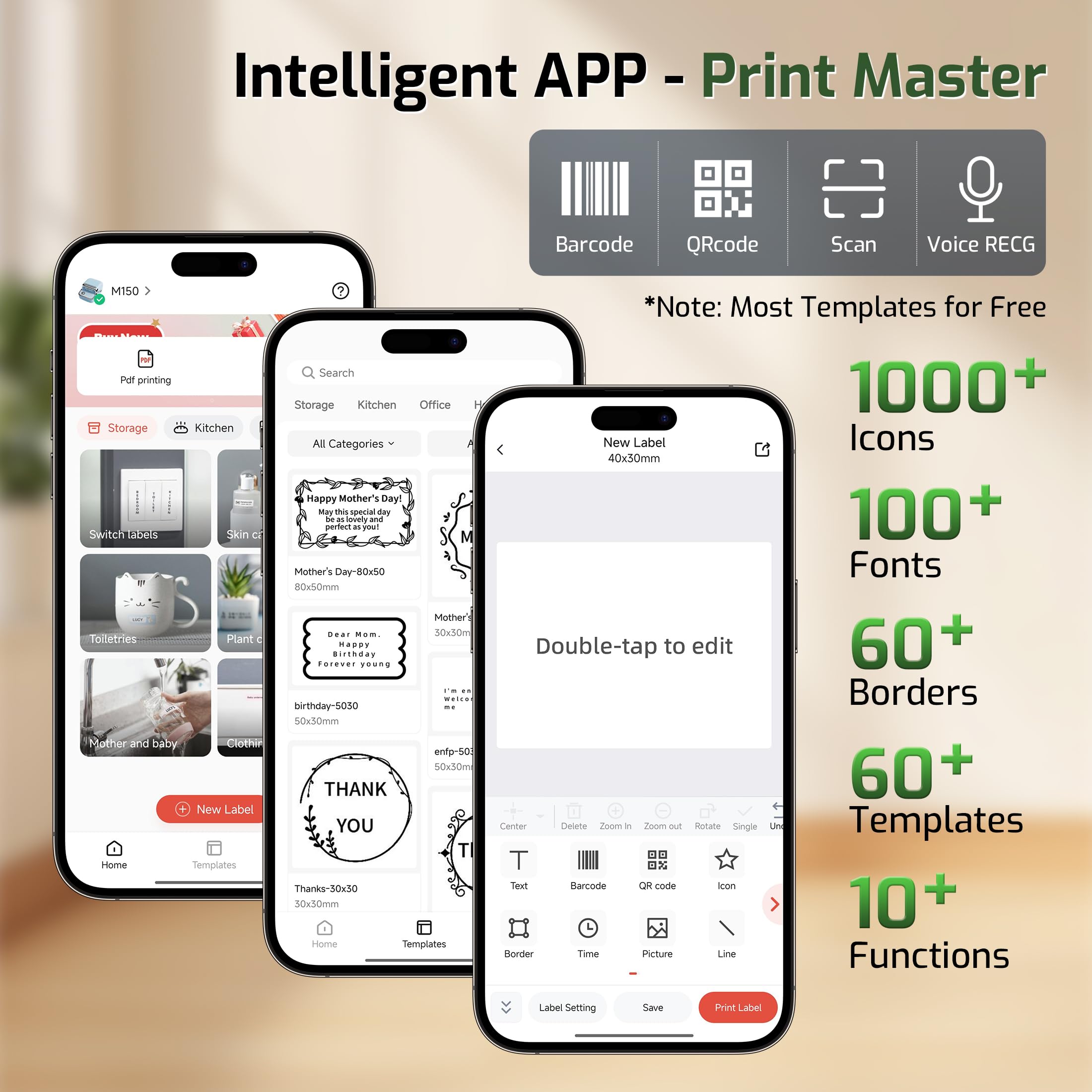 Phomemo M150 Thermo Etikettendrucker, Kompakte Tragbare Beschriftungsgerät, Bluetooth Etikettendrucker für Barcodes, QR Codes, Büro, Lebensmittel & Einzelhandel, Ideal für Zuhause & Kleinunternehmen