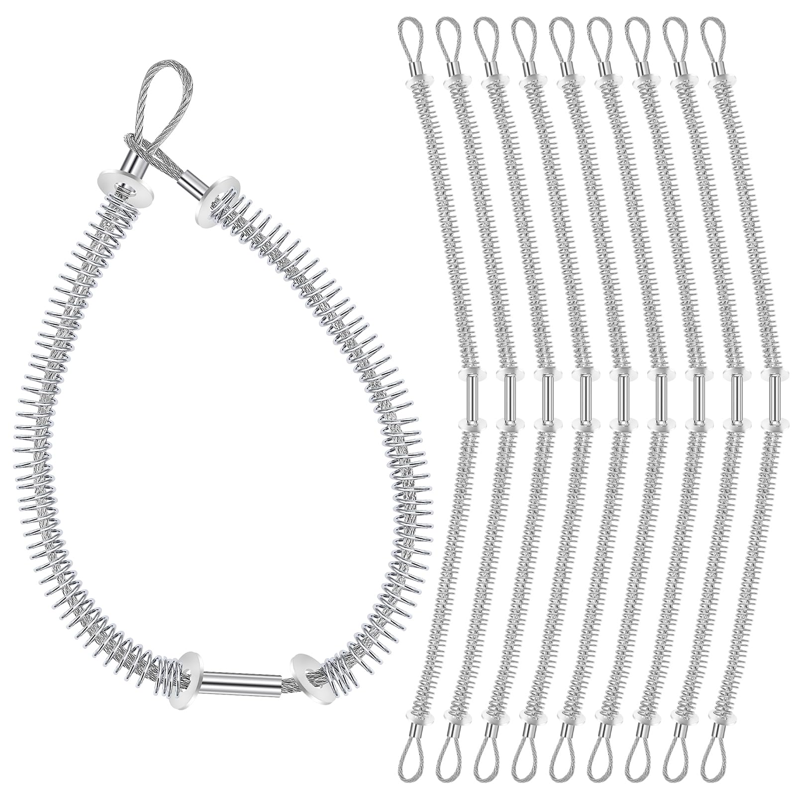 MorningRo 10 Pack Whip Hose Restraint Safety Whip Check Cable for to Restraint Fitting Connection Check Hydraulic, Pressure Tube 1/8" x 20-1/4" Hosepipe to Hosepipe for Hose Diameter 1/2" - 1-1/4"
